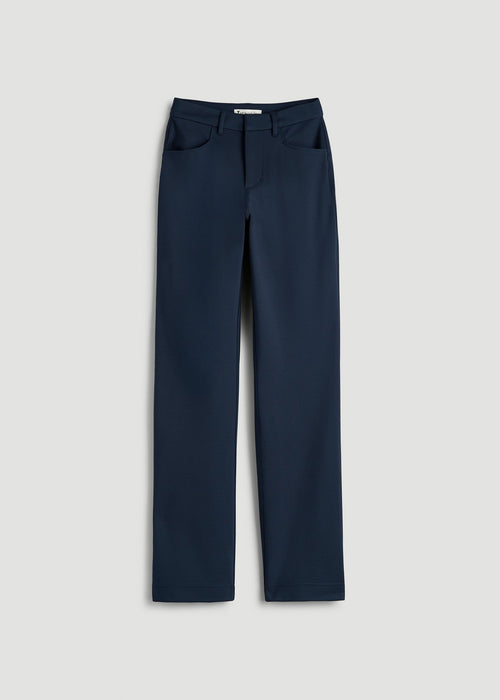 Flex Ponte Straight Leg Pants for Tall Women in Navy