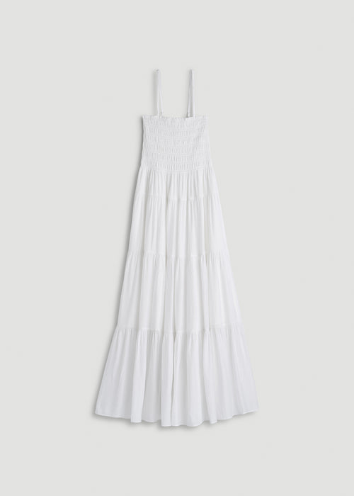 Strappy Tiered Maxi Dress for Tall Women in White