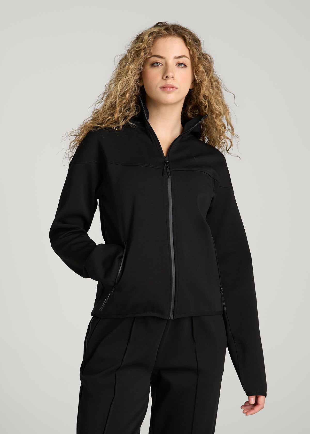 Tech Motion Zip Hoodie for Tall Women in Black