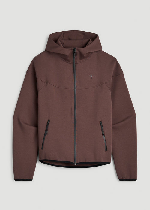 Tech Motion Zip Hoodie for Tall Women in Dark Brown