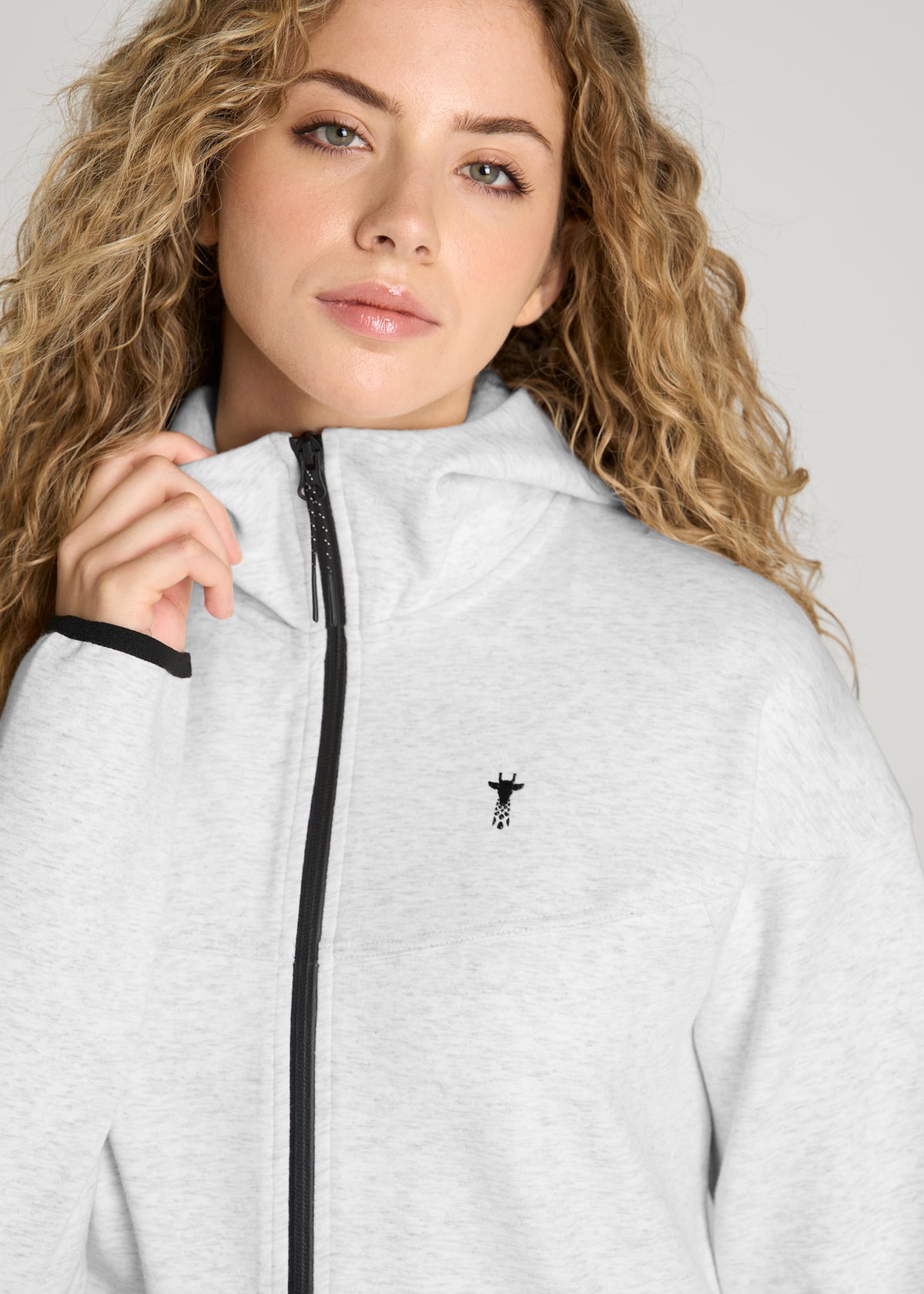 Tech Motion Zip Hoodie for Tall Women in Heather Frost