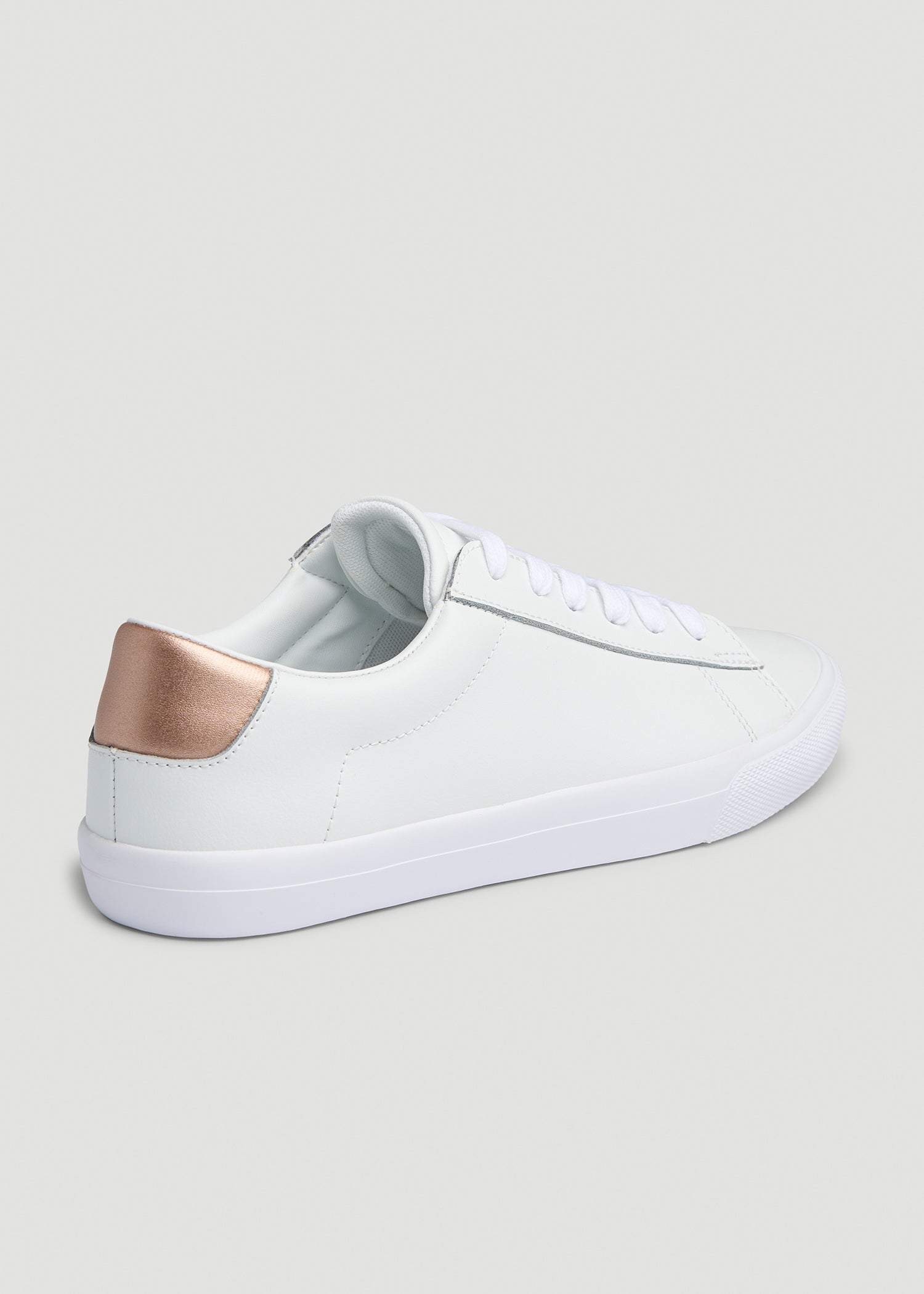Tennis Sneaker in White for Tall Women With Rose Gold