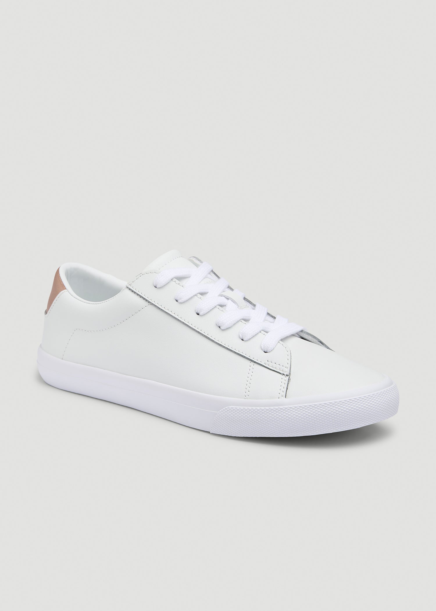 Tennis Sneaker in White for Tall Women With Rose Gold