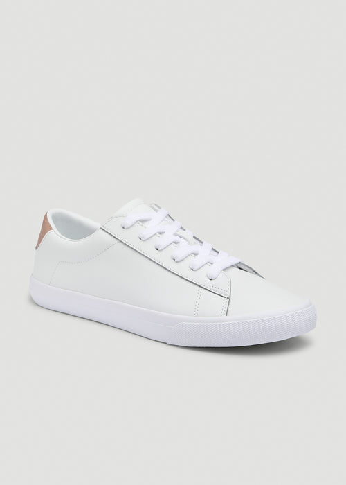 Tennis Sneaker in White for Tall Women With Rose Gold