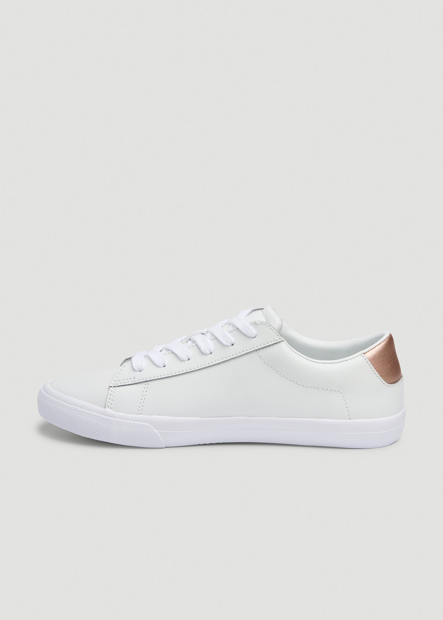 Tennis Sneaker in White for Tall Women With Rose Gold