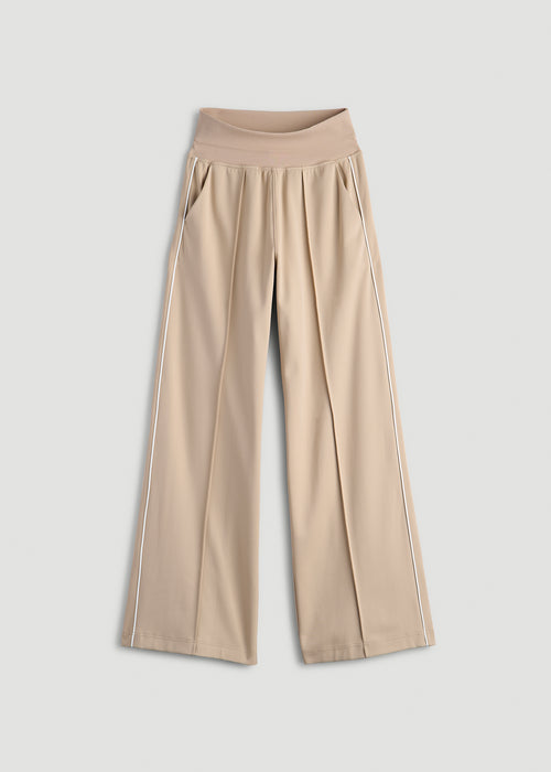Track Pants with Piping for Tall Women in Clay