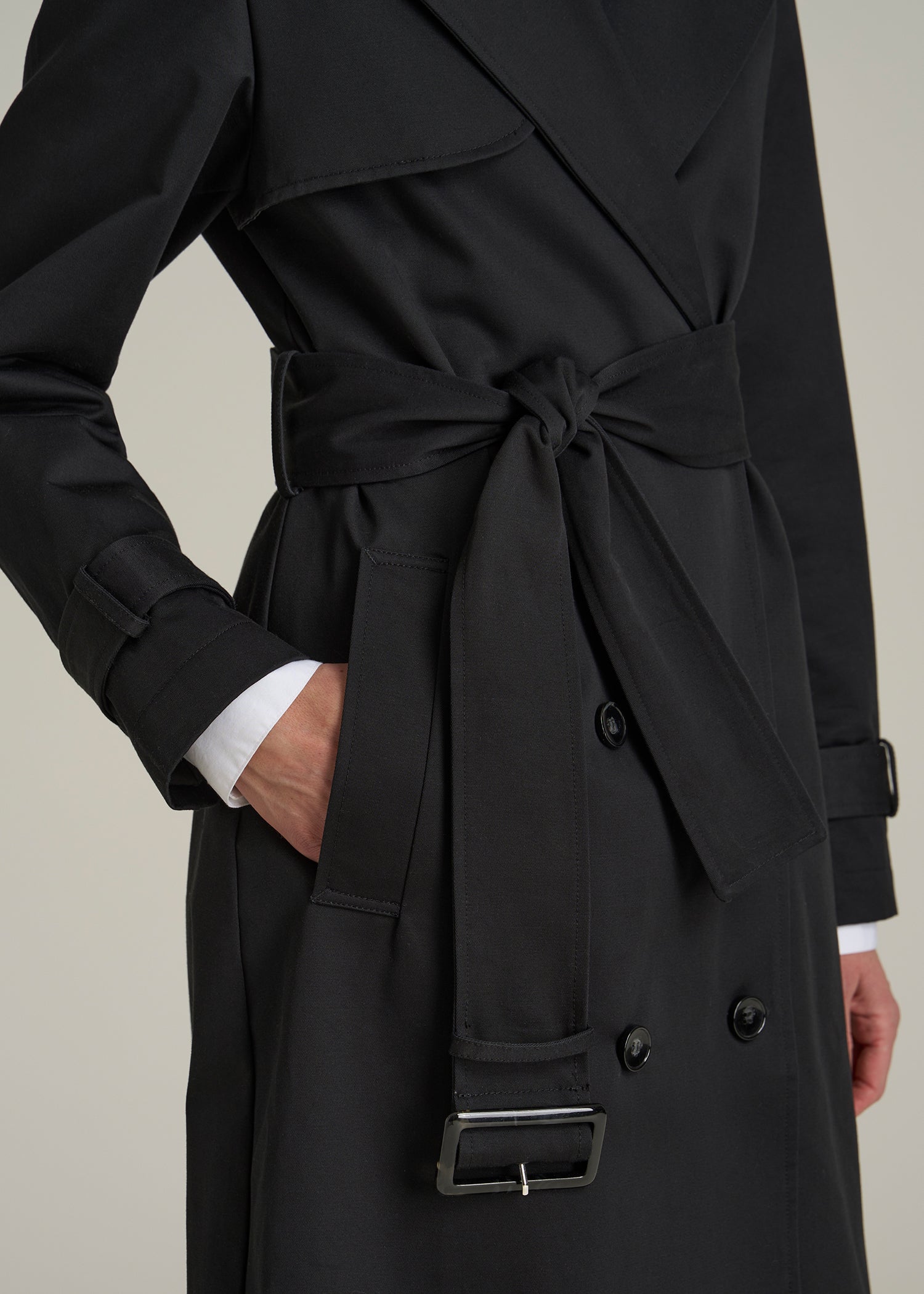 Relaxed Trench Coat for Tall Women in Black