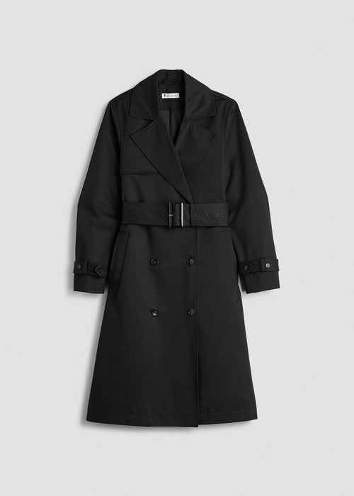 Relaxed Trench Coat for Tall Women in Black