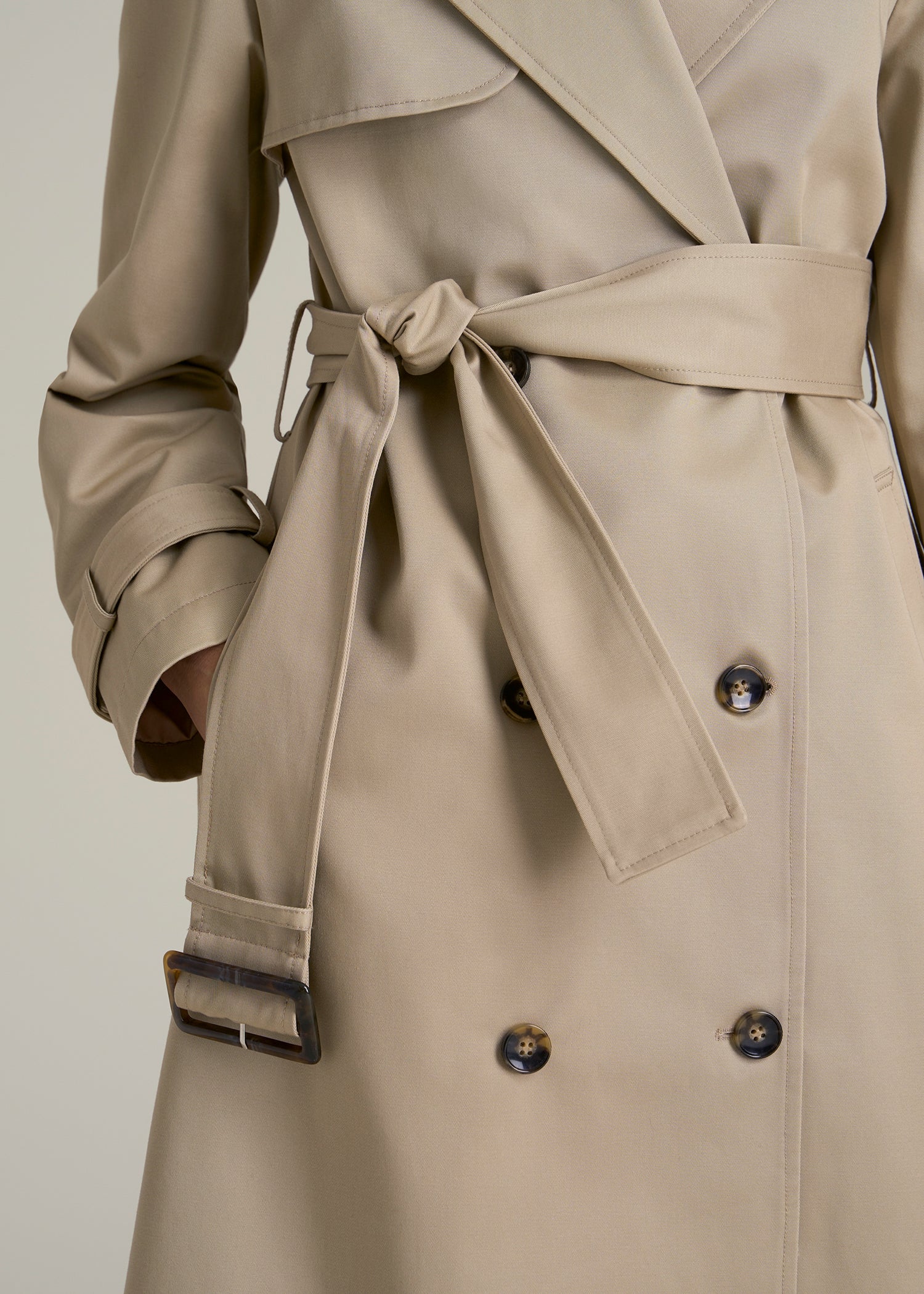 Relaxed Trench Coat for Tall Women in Light Khaki