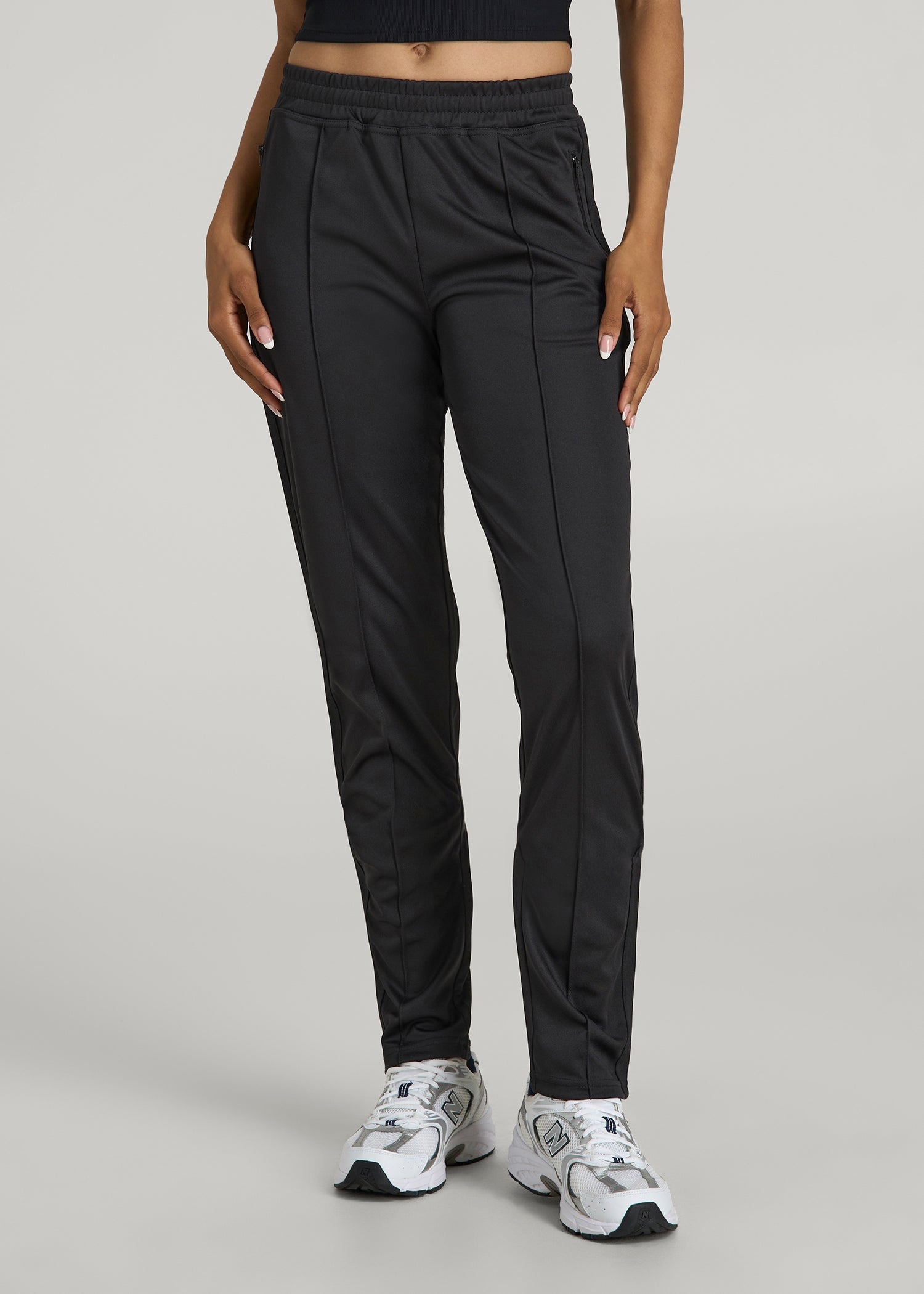 Ultra Lightweight Tricot Athletic Stripe Pants for Tall Women in Black And Black 2XL / Tall / Black And Black