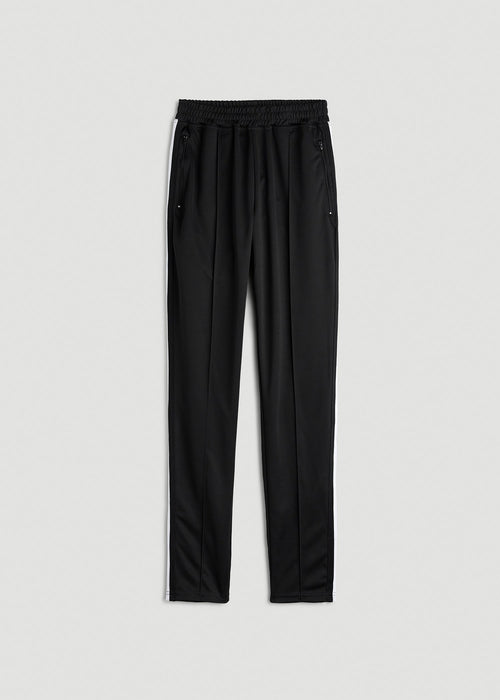 Ultra Lightweight Tricot Athletic Stripe Pants for Tall Women in Black and White