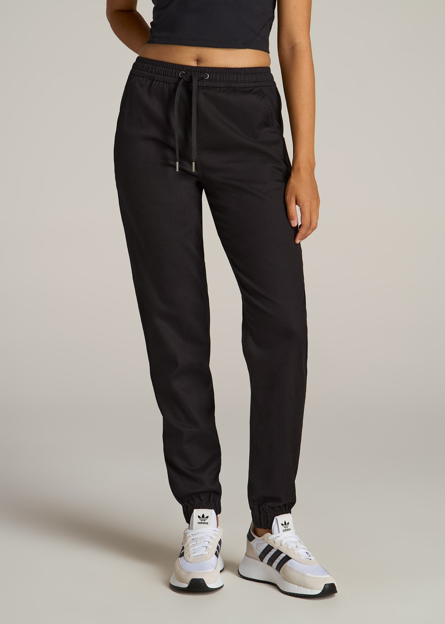 Mid-Rise Soft Twill Utility Joggers for Women