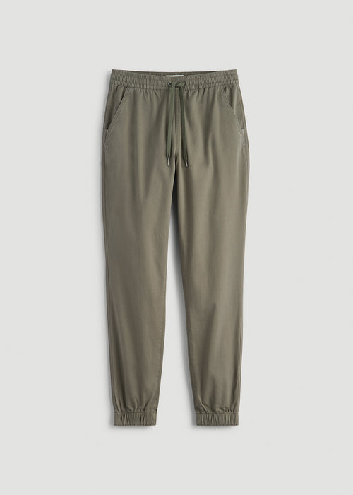 Twill Jogger Pants for Tall Women in Olive