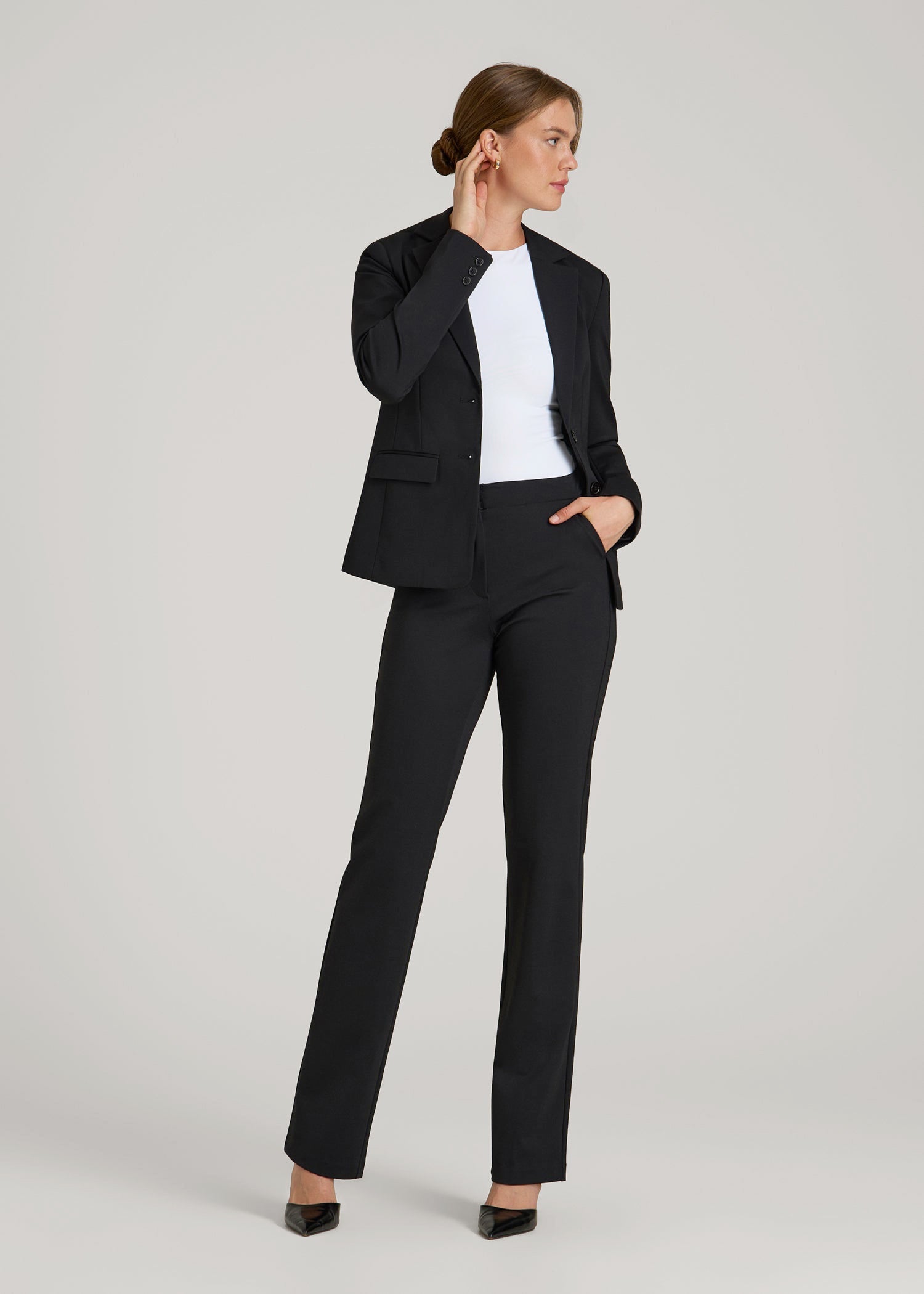SLIM-FIT Two Button Blazer for Tall Women in Black