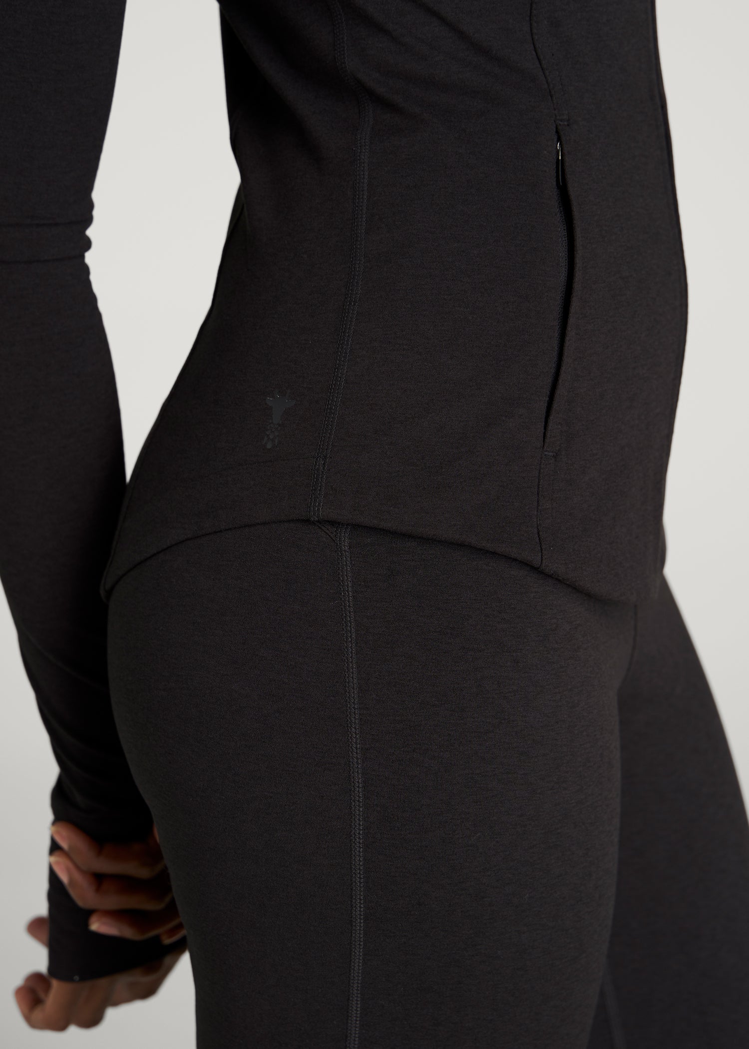 Ultra Soft Athletic Zip Up Jacket for Tall Women in Black Mix