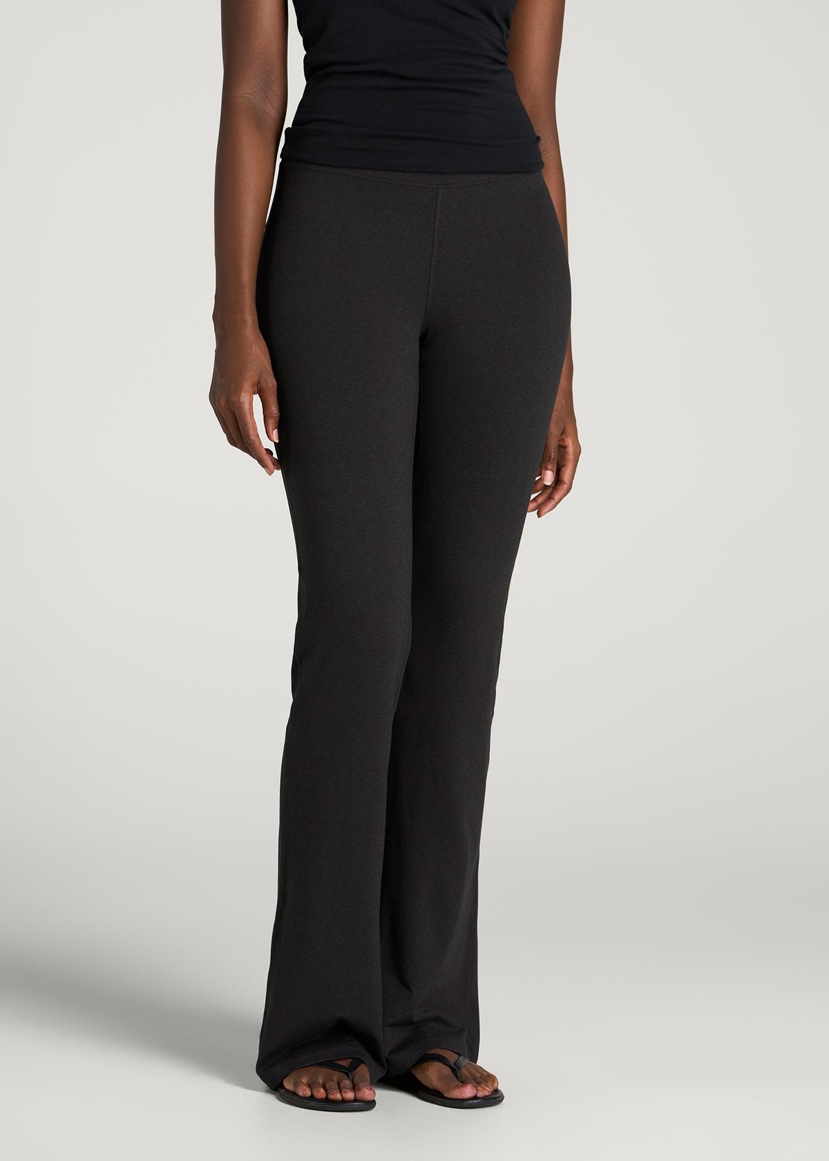 Ultra Soft High Rise Flare Yoga Pants for Tall Women in Black Mix