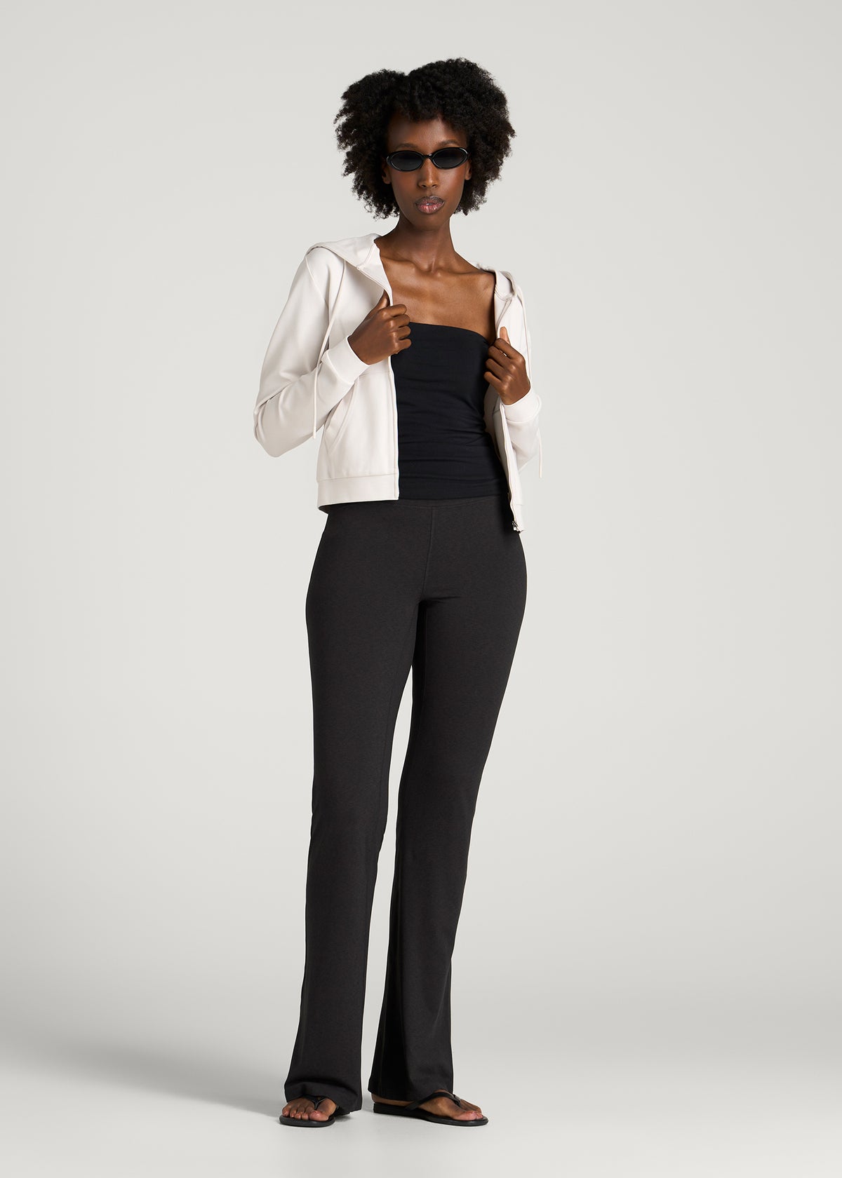 Ultra Soft High Rise Flare Yoga Pants for Tall Women in Black Mix