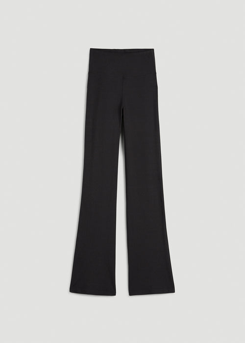 Ultra Soft High Rise Flare Yoga Pants for Tall Women in Black Mix