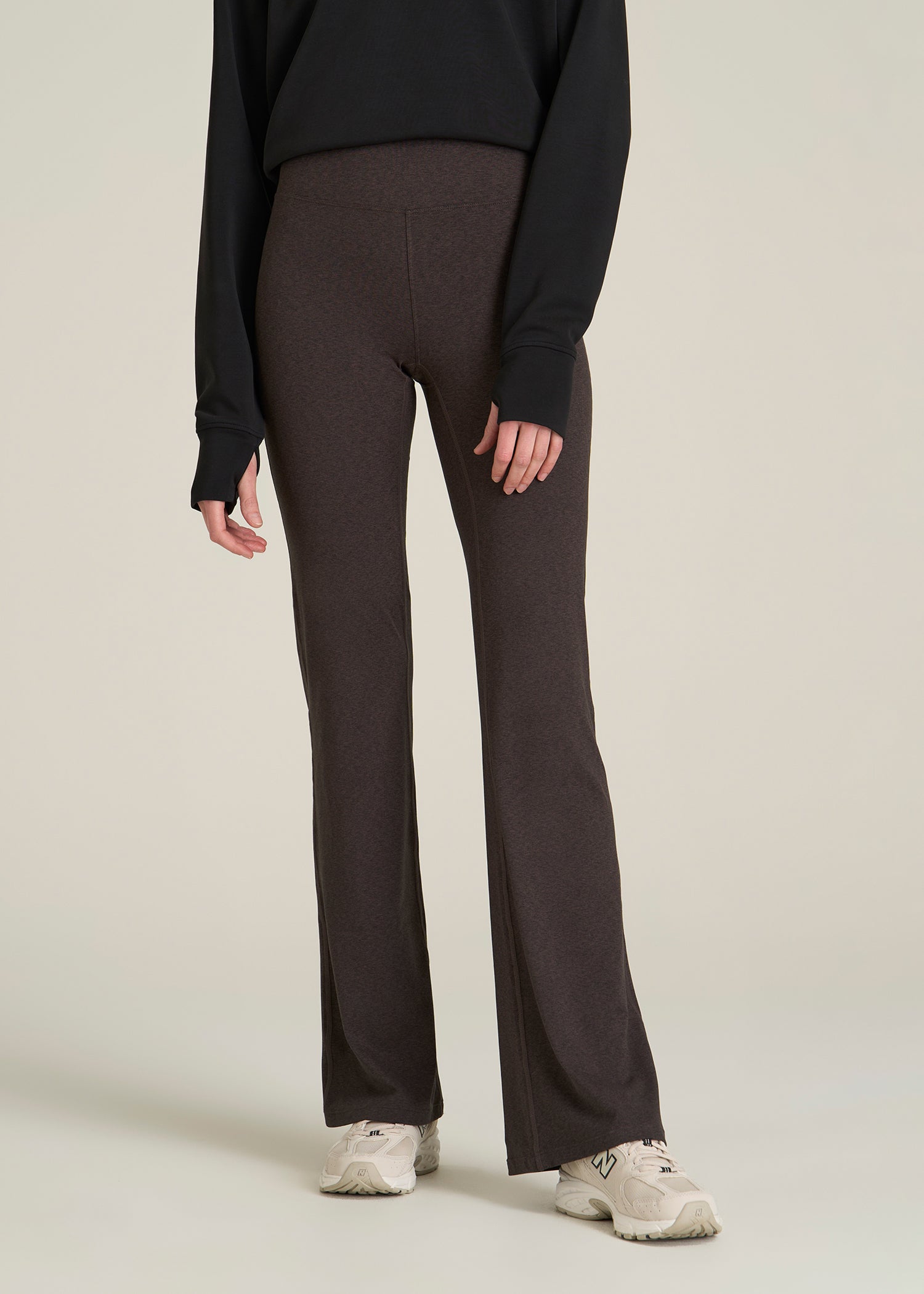 Ultra Soft High Rise Flare Yoga Pants for Tall Women in Espresso Mix