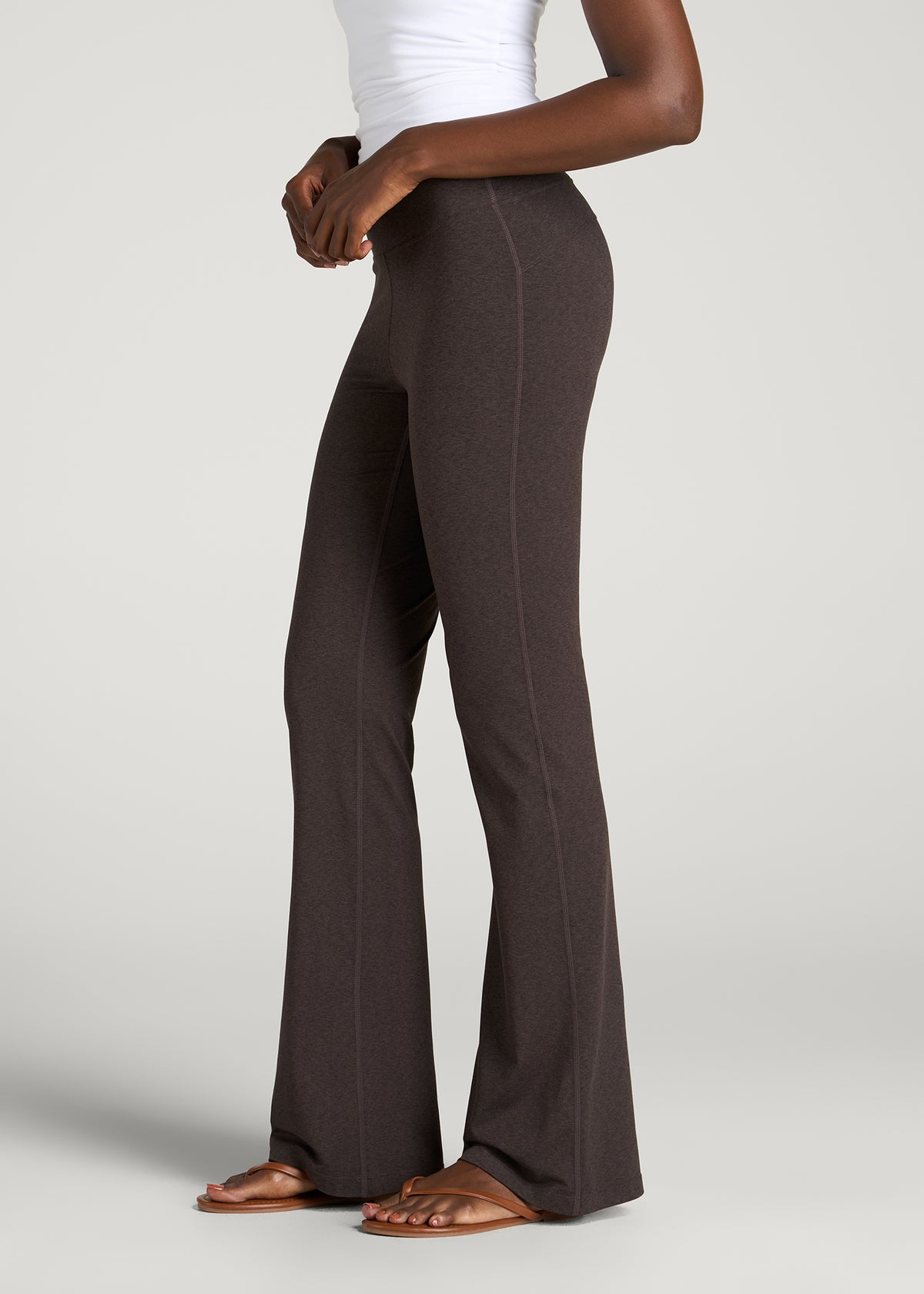 Ultra Soft High Rise Flare Yoga Pants for Tall Women in Espresso Mix