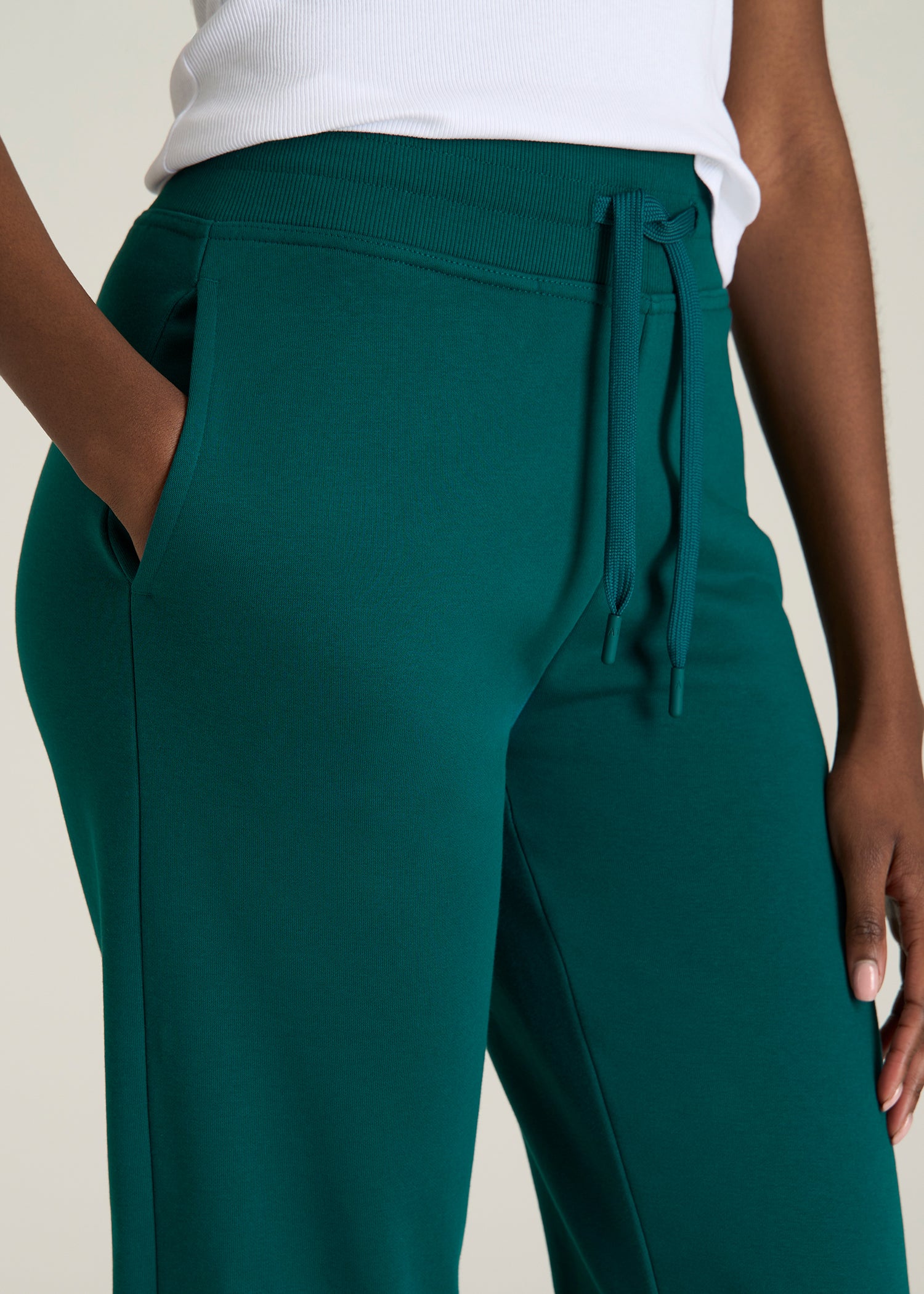 Wearever Fleece Open-Bottom Sweatpants for Tall Women in Deep Teal