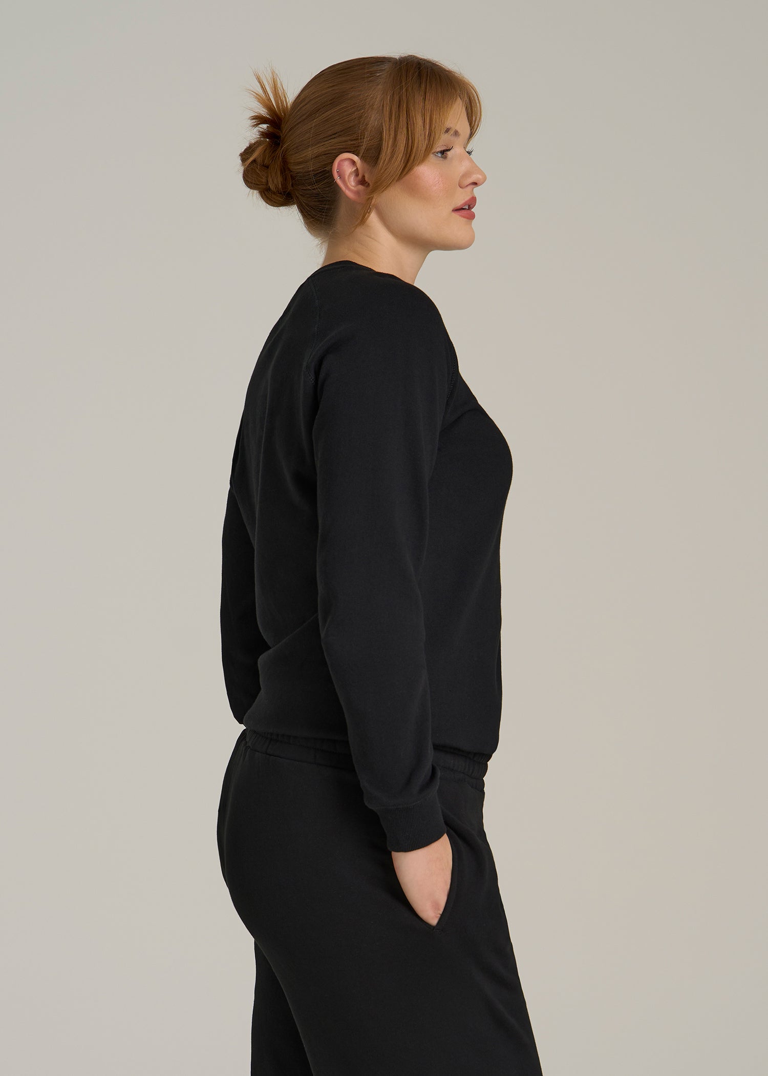 Wearever French Terry Crewneck Sweatshirt for Tall Women in Black