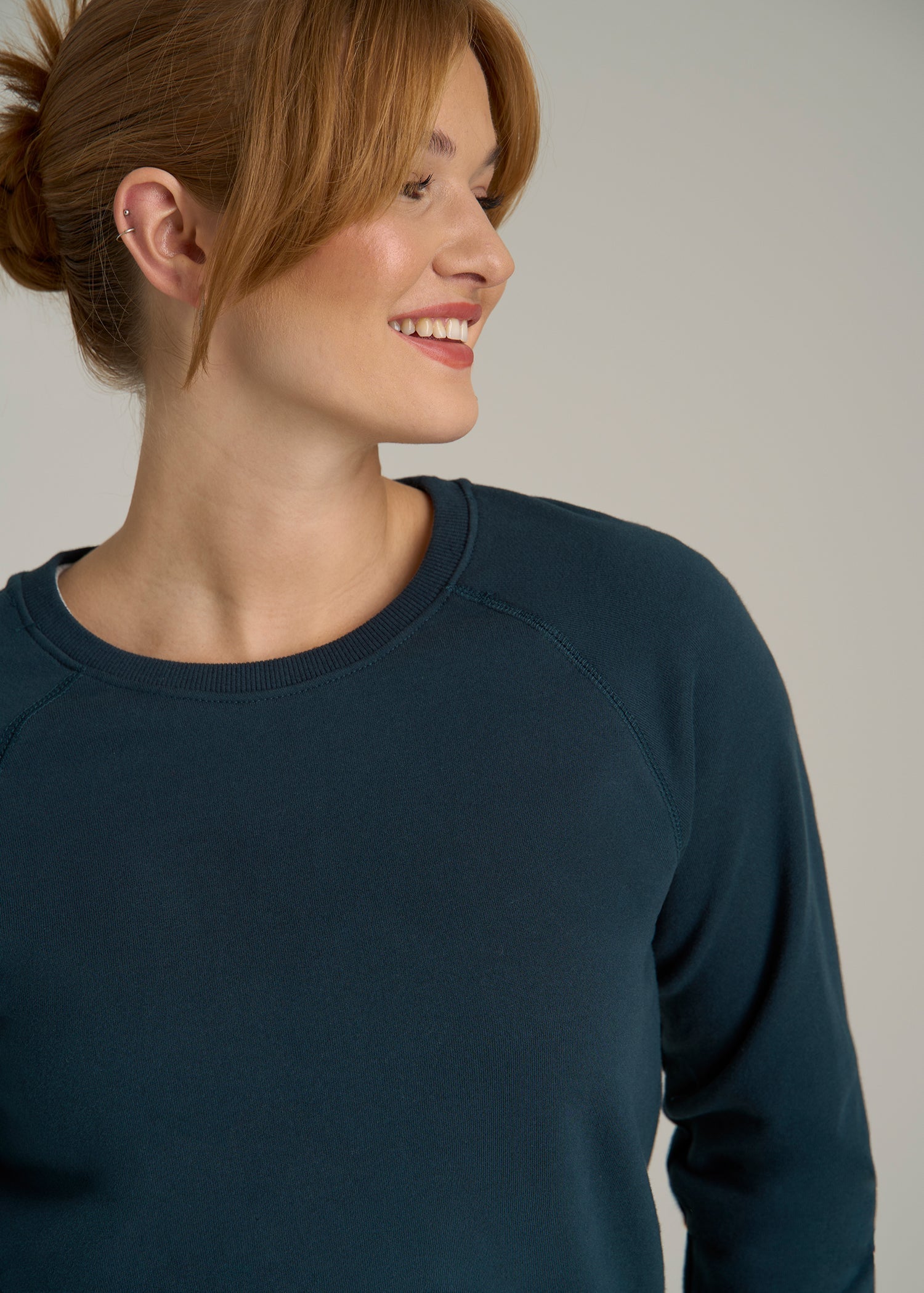 Wearever French Terry Crewneck Sweatshirt for Tall Women in Bright Navy