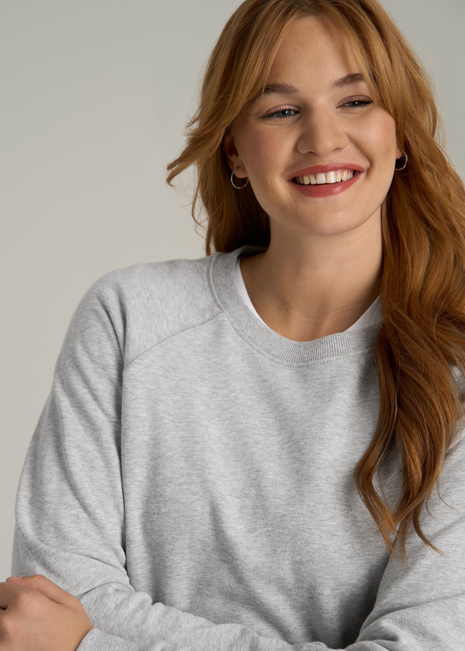 Wearever French Terry Crewneck Sweatshirt for Tall Women in Grey Mix