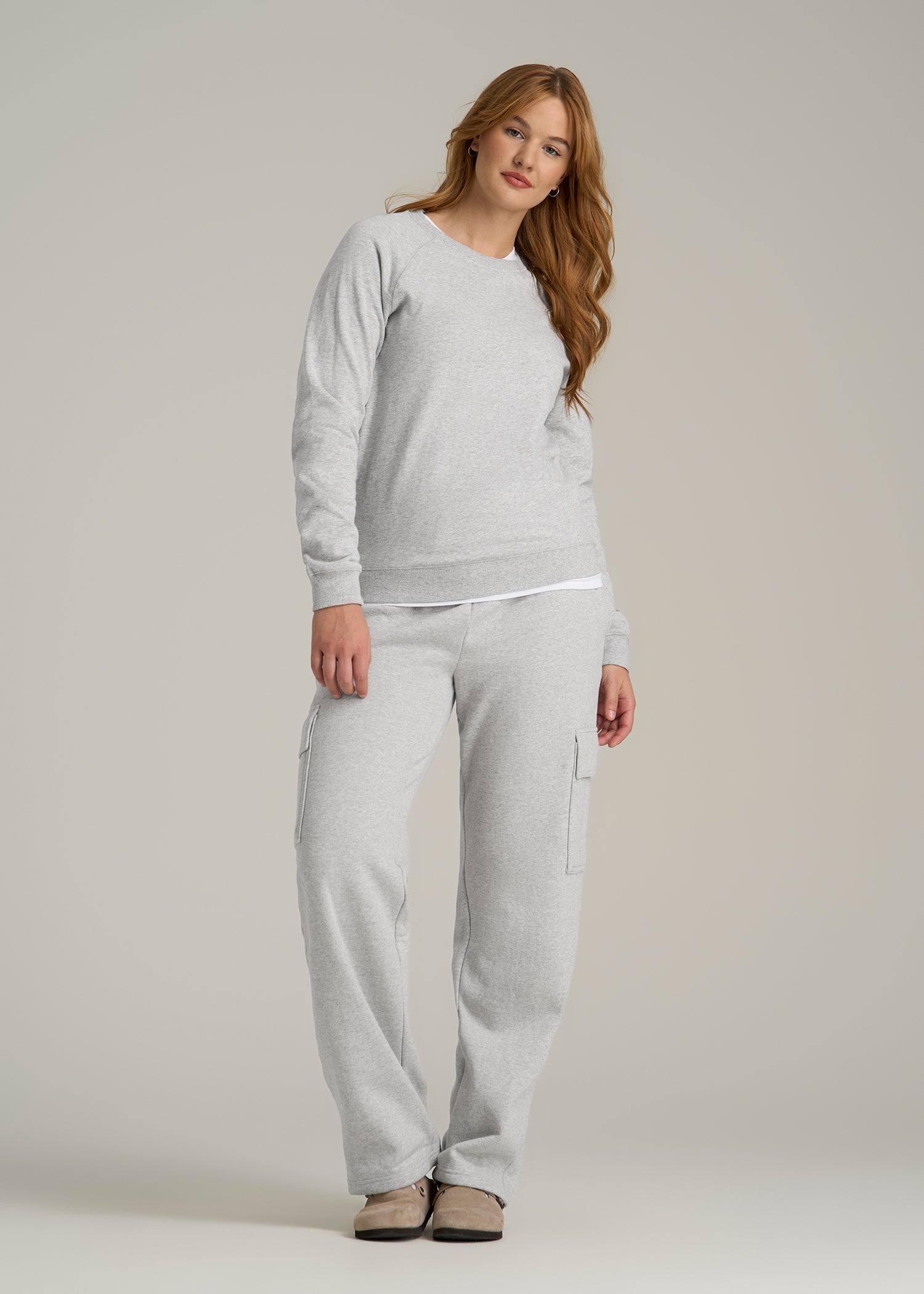 Wearever French Terry Crewneck Sweatshirt for Tall Women in Grey Mix