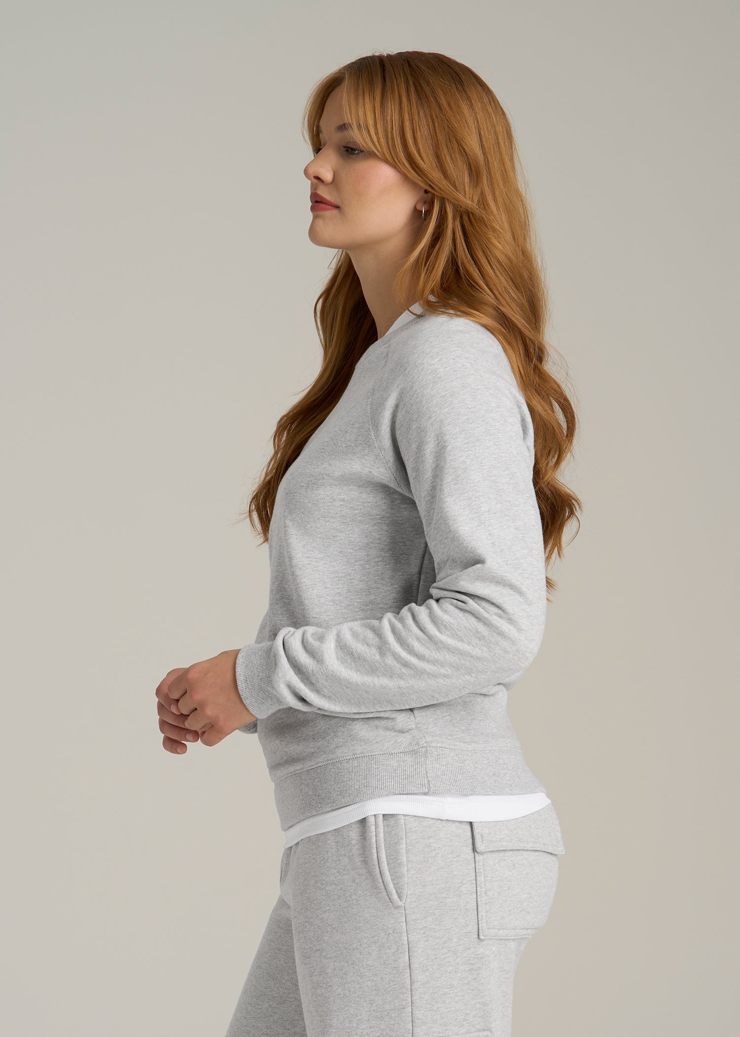 Wearever French Terry Crewneck Sweatshirt for Tall Women in Grey Mix
