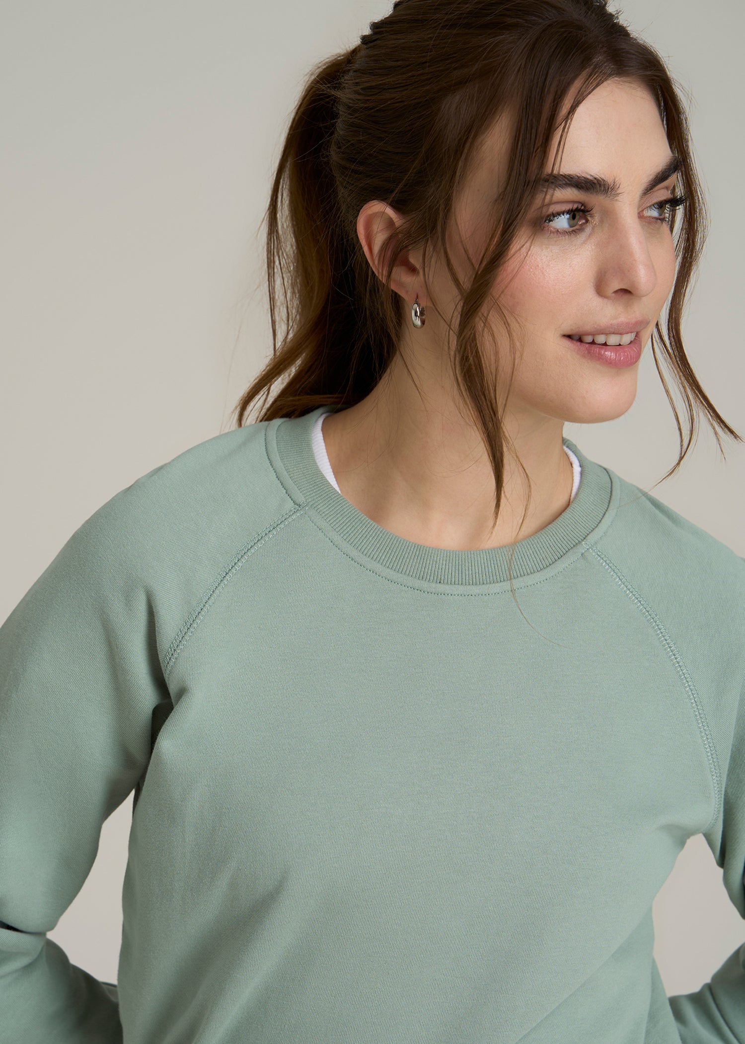 Wearever French Terry Crewneck Sweatshirt for Tall Women in Seagrass