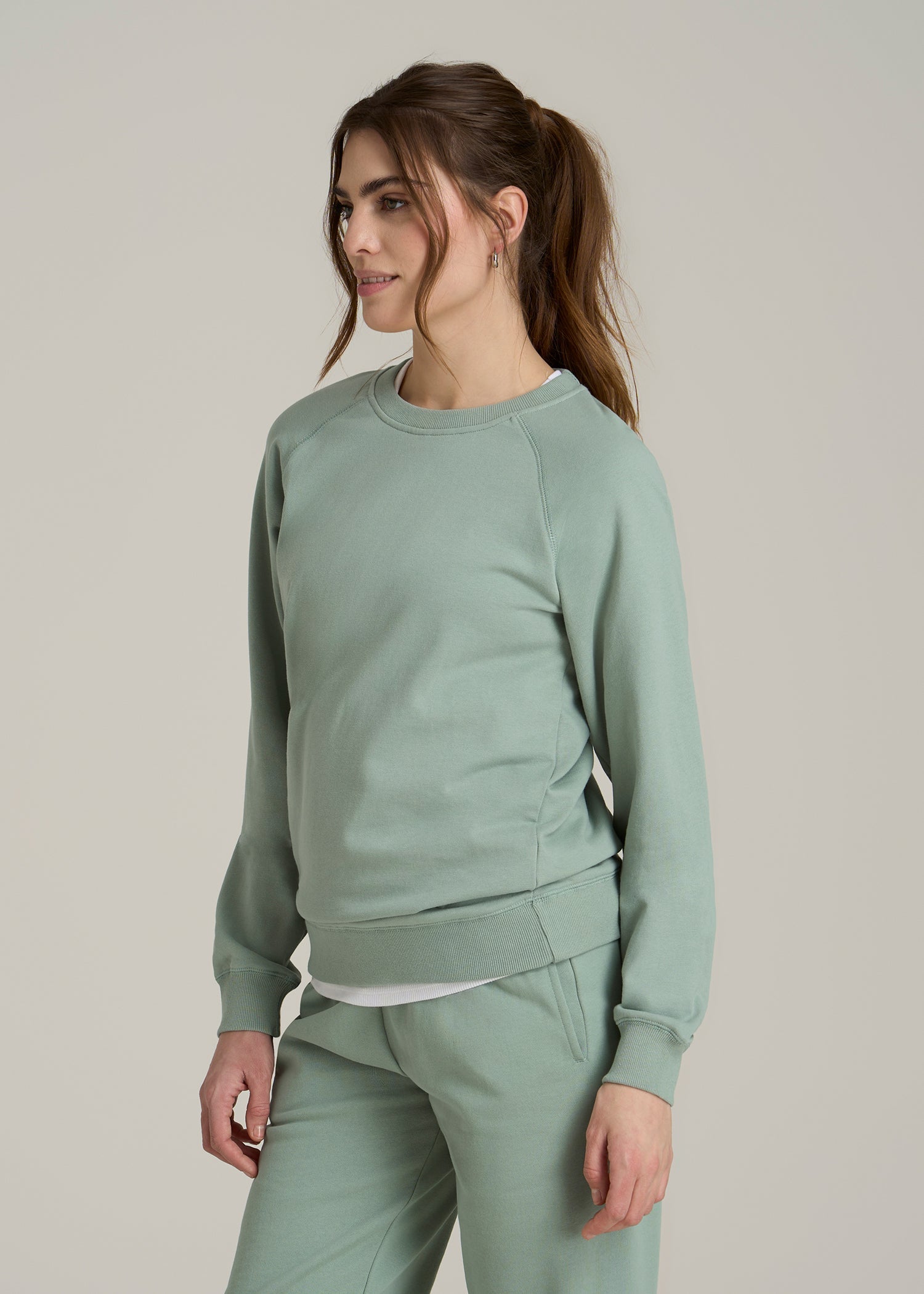 Wearever French Terry Crewneck Sweatshirt for Tall Women in Seagrass