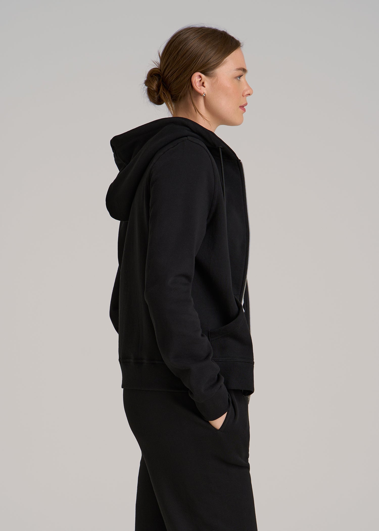 Wearever Fleece Full-Zip Hoodie for Tall Women in Black
