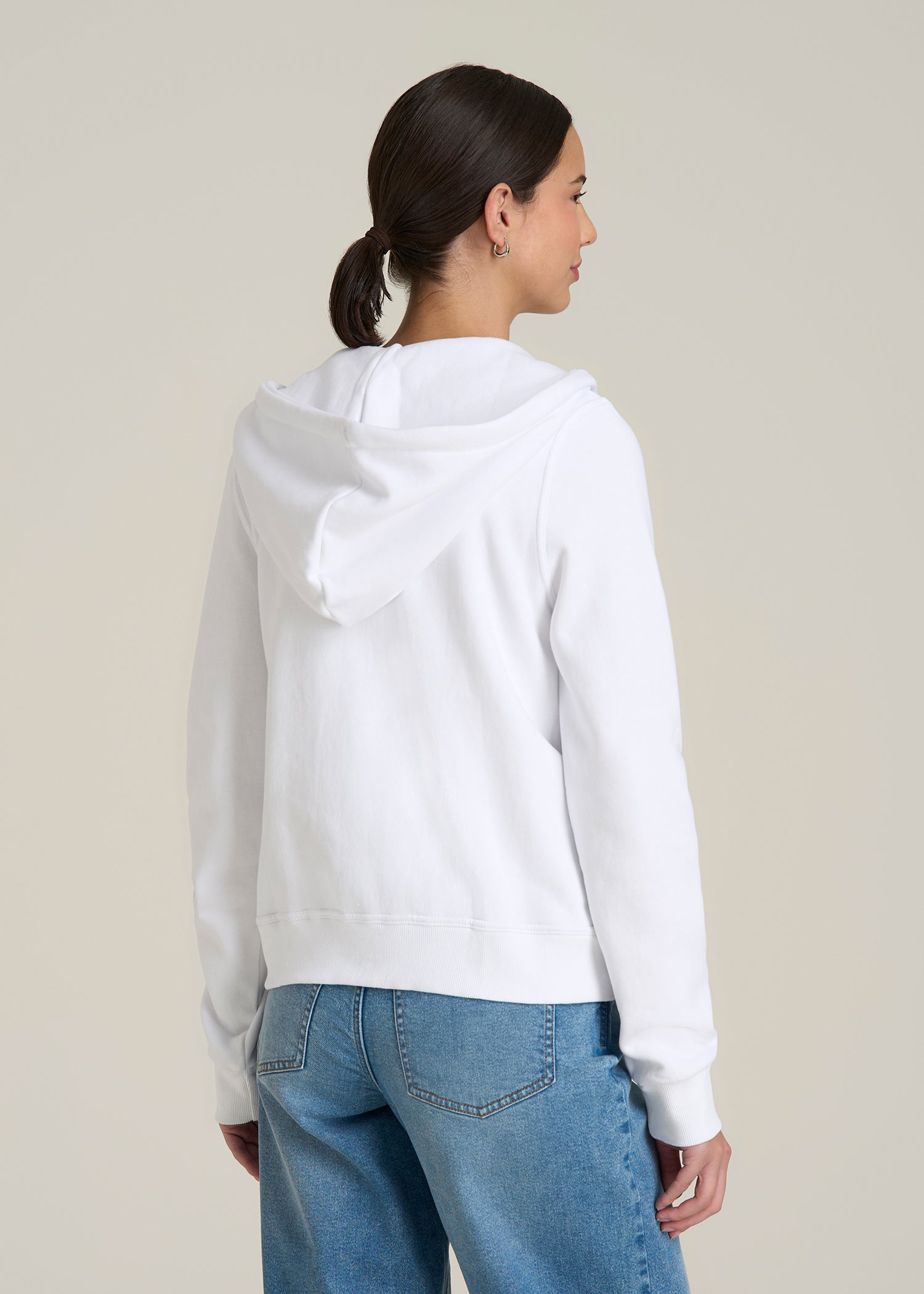 Wearever Fleece Full-Zip Hoodie for Tall Women in Optic White