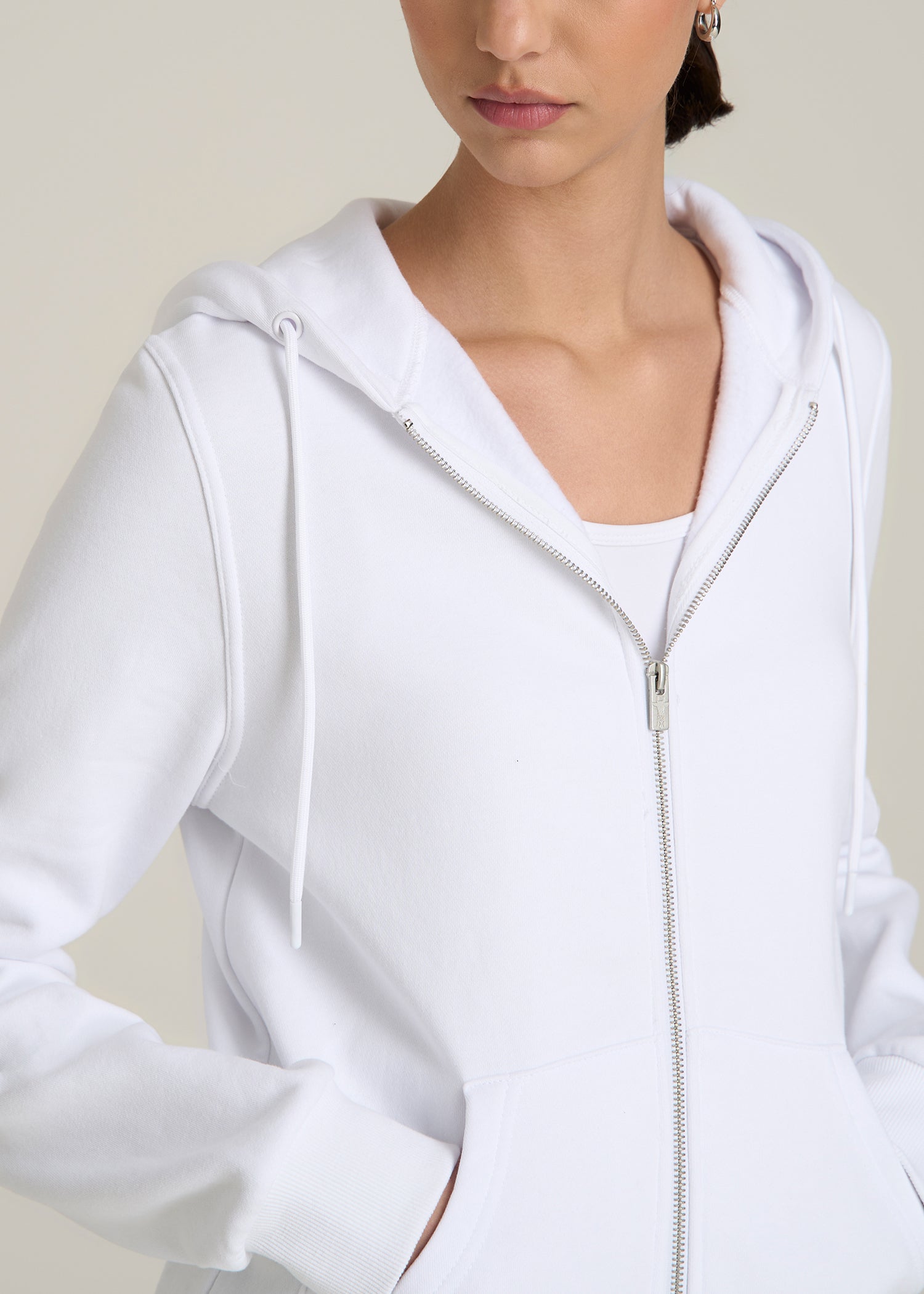 Wearever Fleece Full-Zip Hoodie for Tall Women in Optic White
