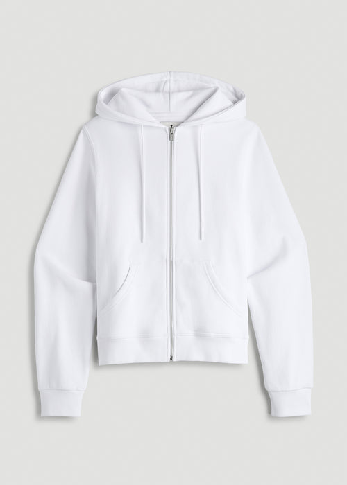 Wearever Fleece Full-Zip Hoodie for Tall Women in Optic White