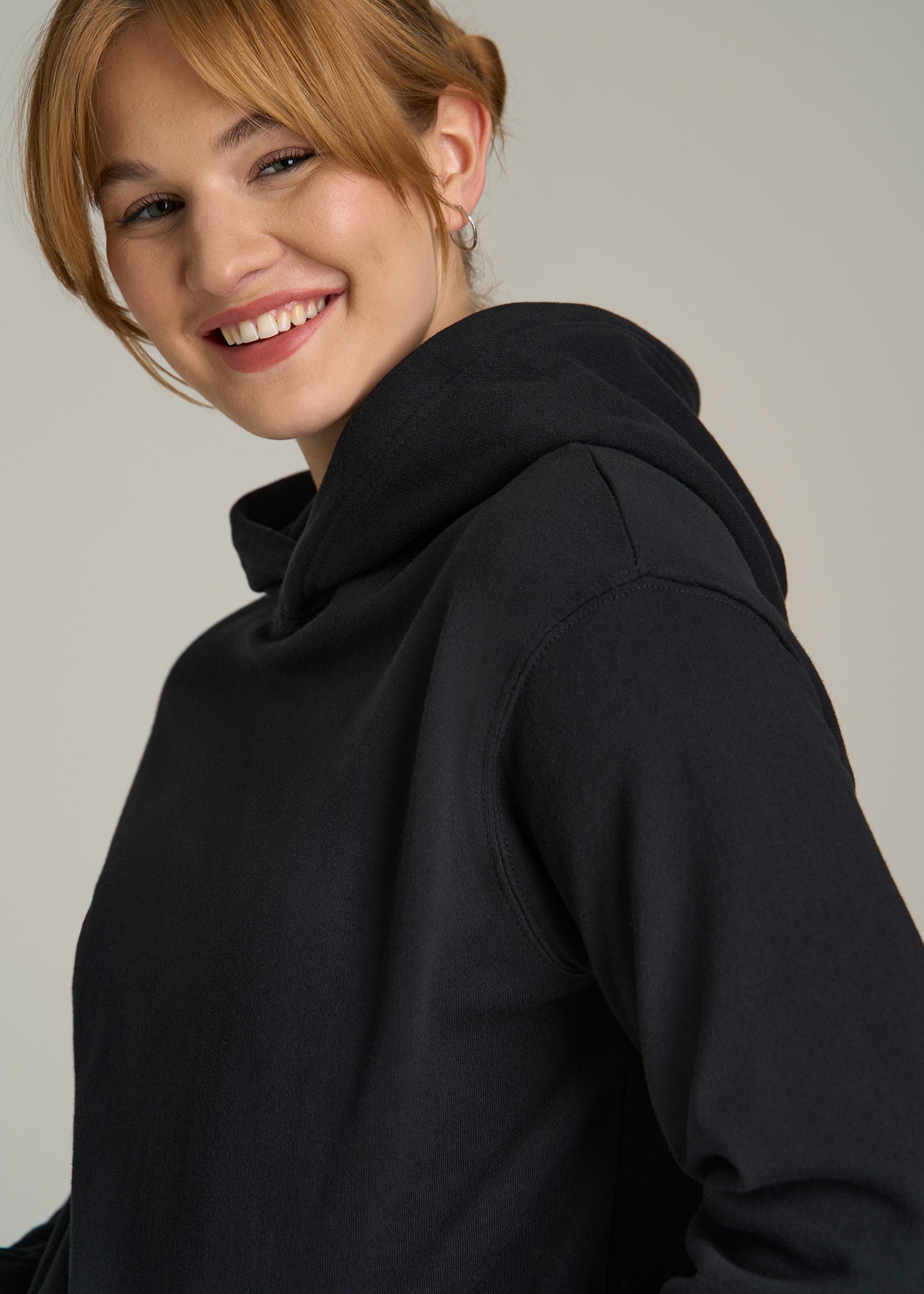 Wearever Fleece Relaxed Fit Hoodie for Tall Women in Black