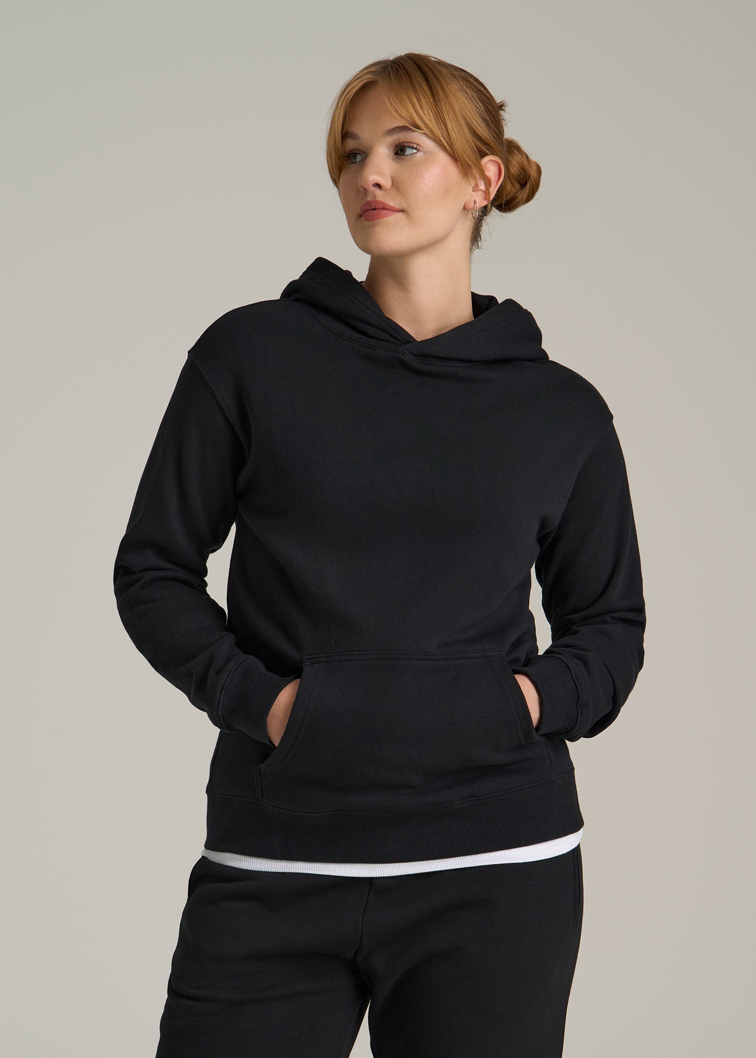 Wearever Fleece Relaxed Fit Hoodie for Tall Women in Black