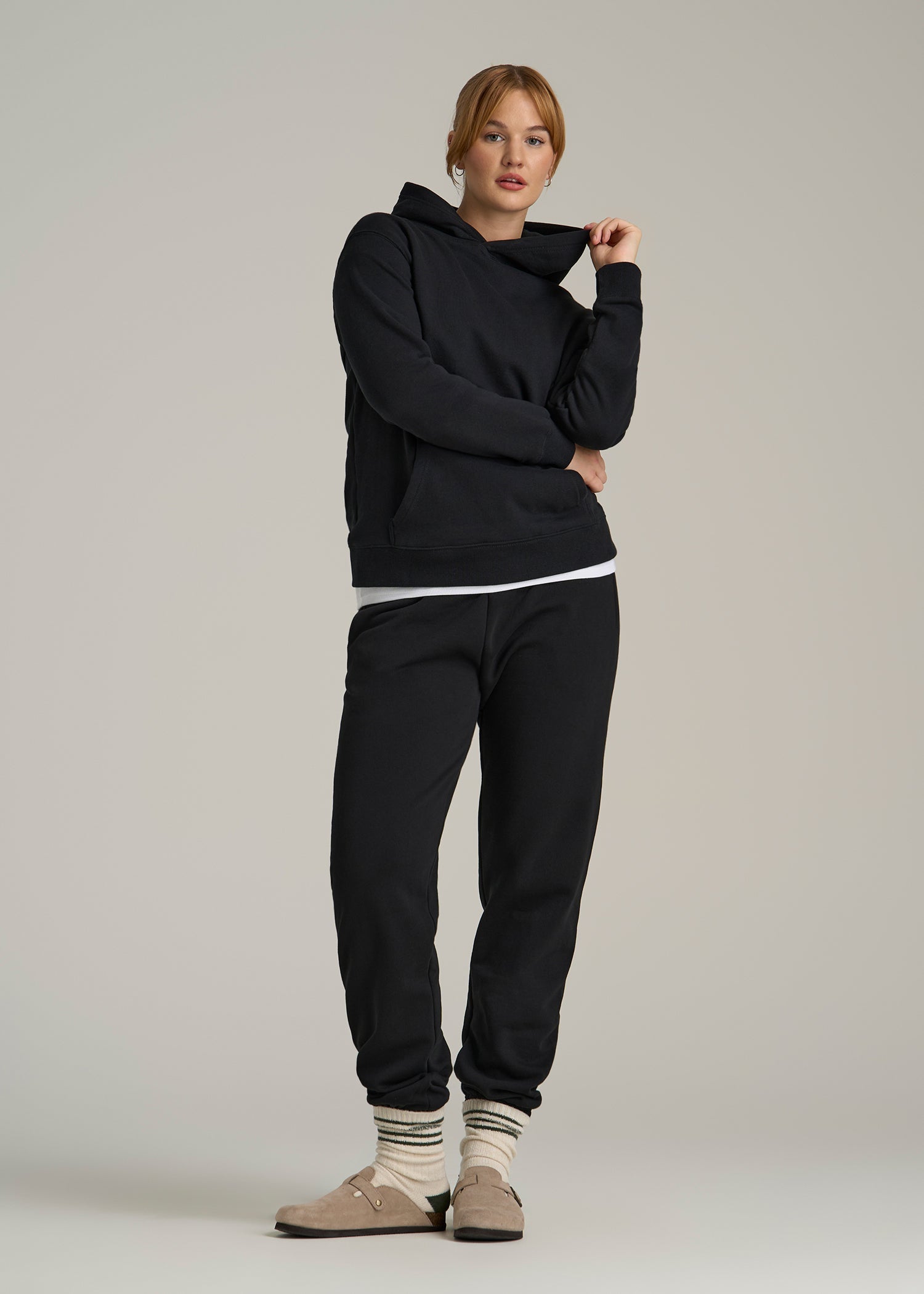 Wearever Fleece Relaxed Fit Hoodie for Tall Women in Black