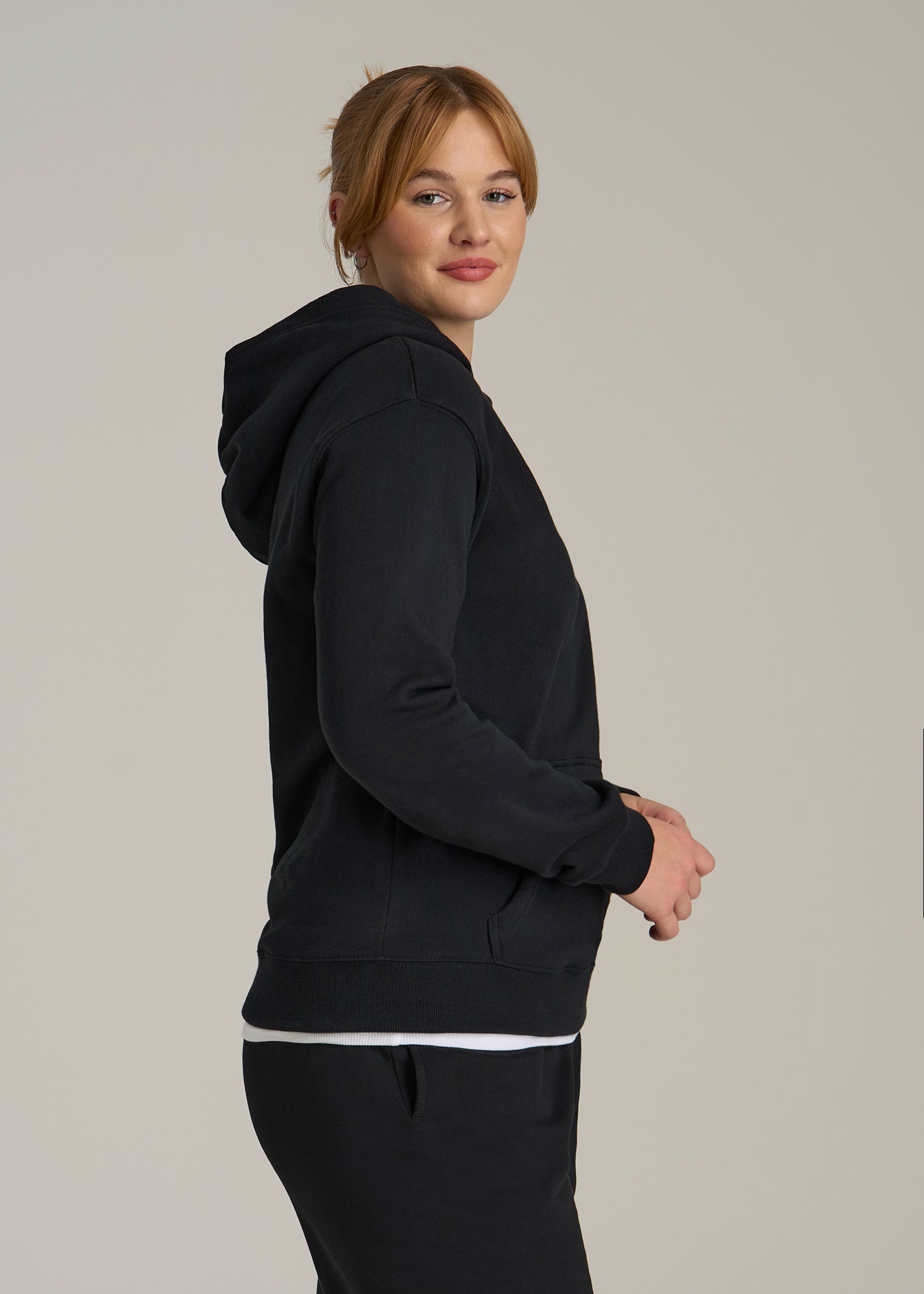 Wearever Fleece Relaxed Fit Hoodie for Tall Women in Black