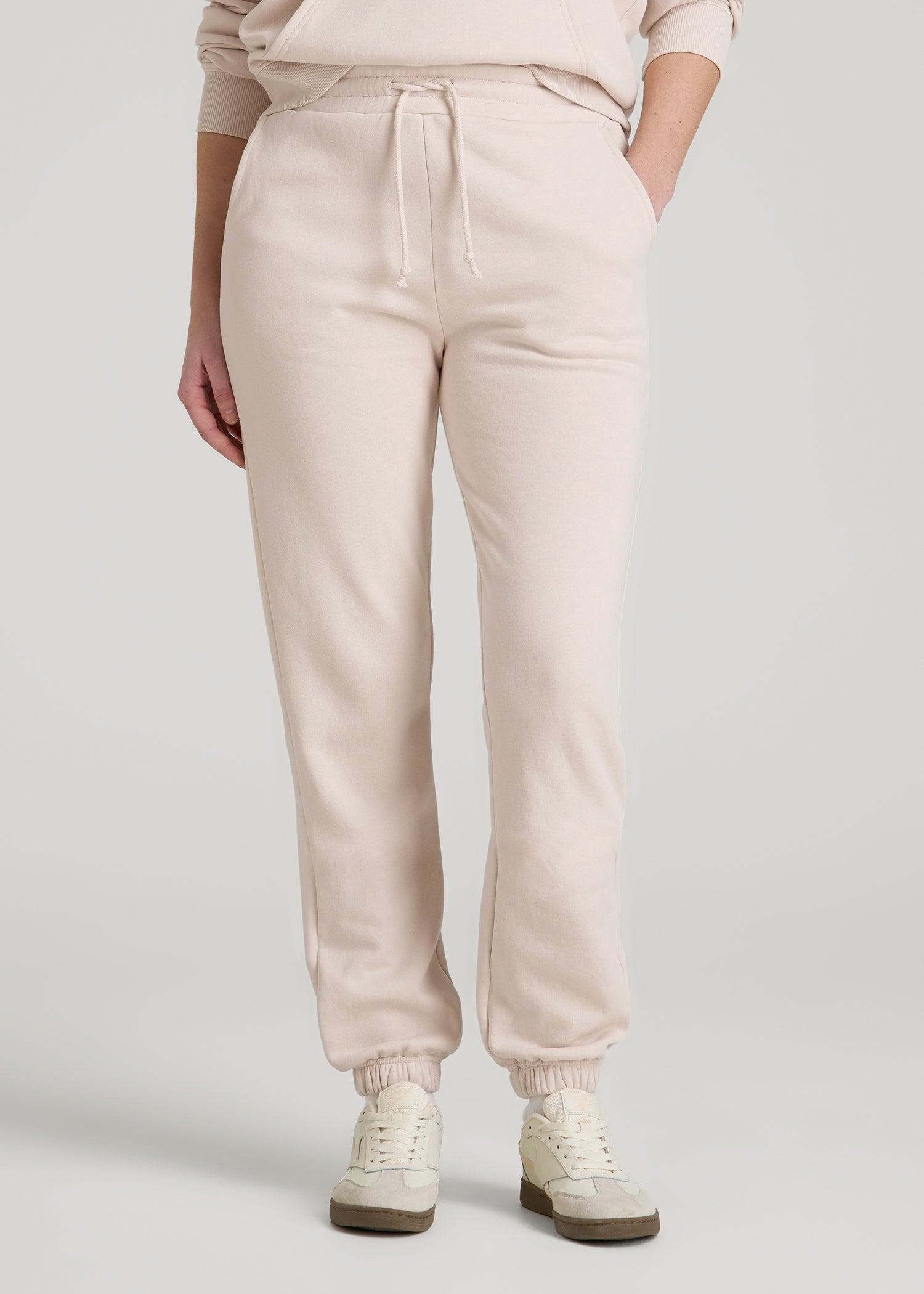 Wearever Fleece Slim Fit High-Waisted Garment Dye Sweatpants for Tall Women in Shell