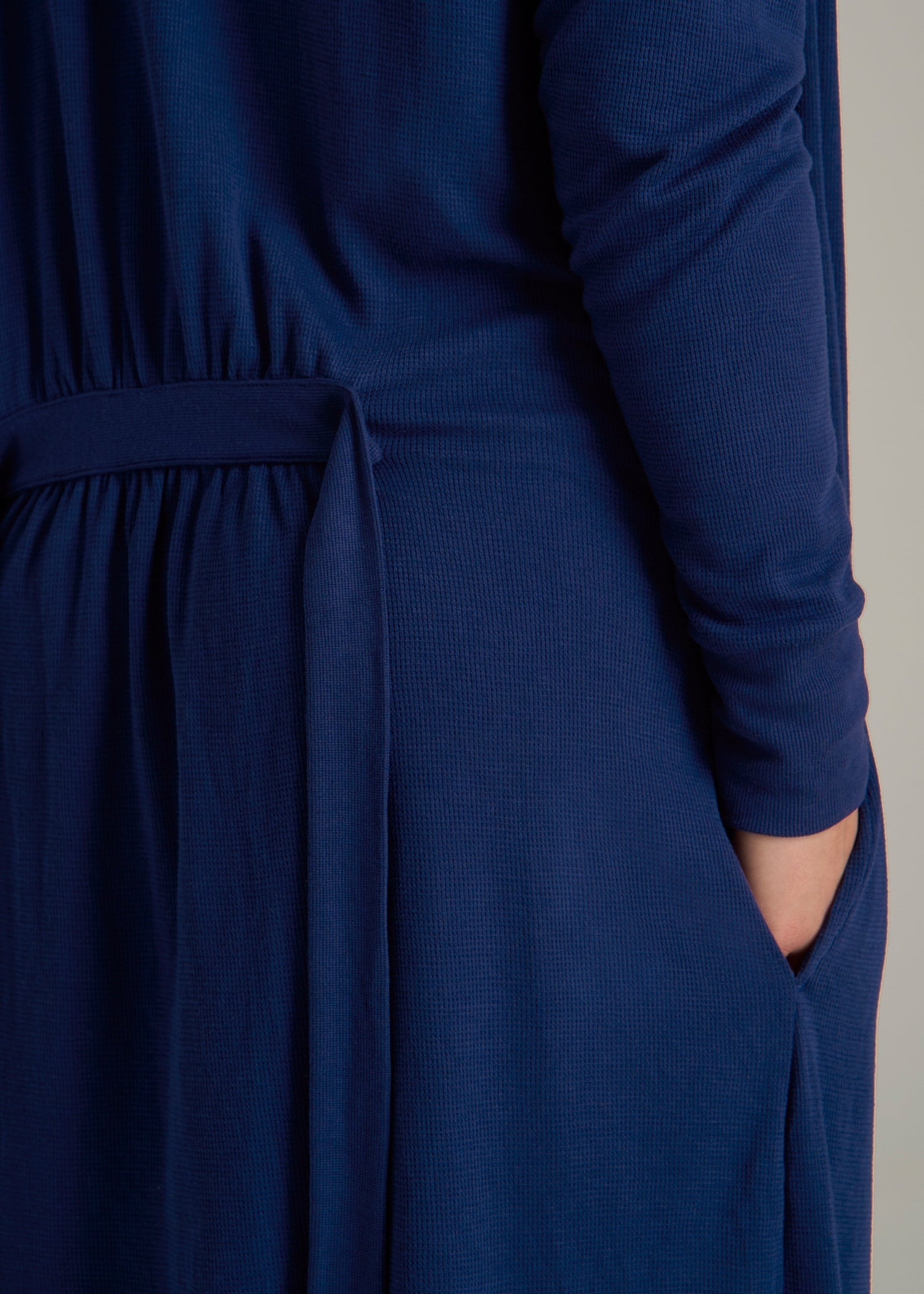 Waffle Lounge Robe for Tall Women in Midnight Blue