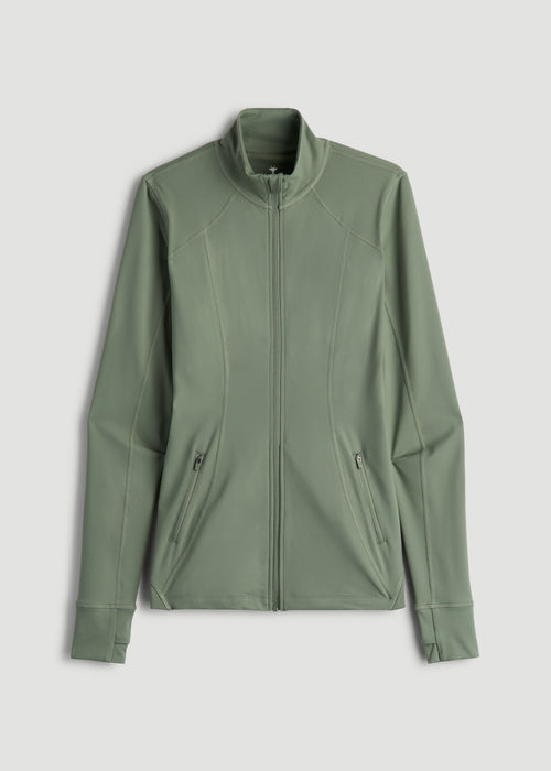 Women's Athletic Zip-Up Jacket for Tall Women in Dark Seagrass