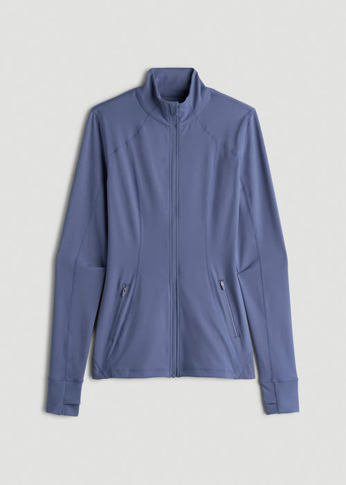 Women's Athletic Zip-Up Jacket for Tall Women in Marlin Blue