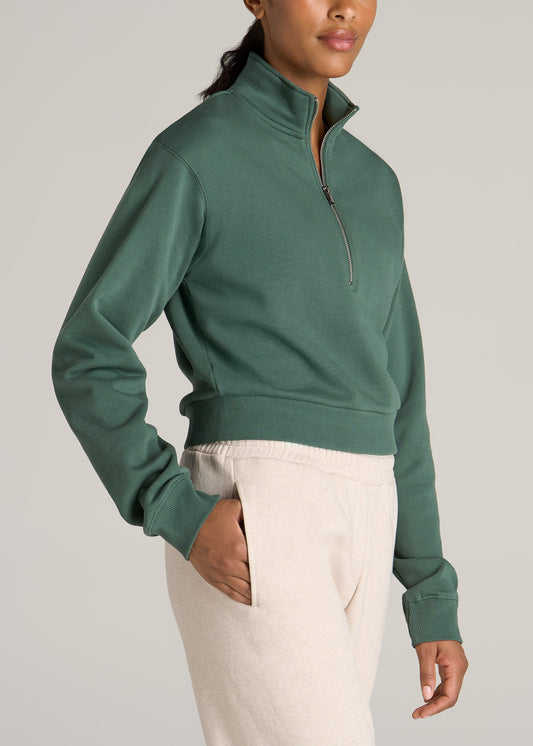American-Tall-Women-Wearever-Cropped-Half-Zip-sweatshirt-Fresh-Sage-side
