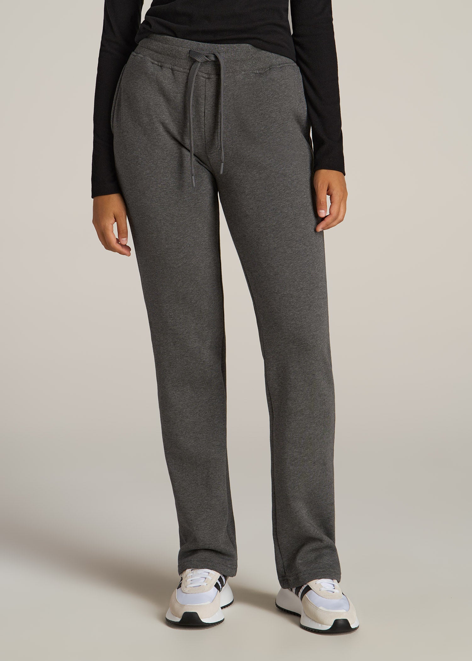Women Tall Fleece Open Bottom Pant Charcoal American Tall