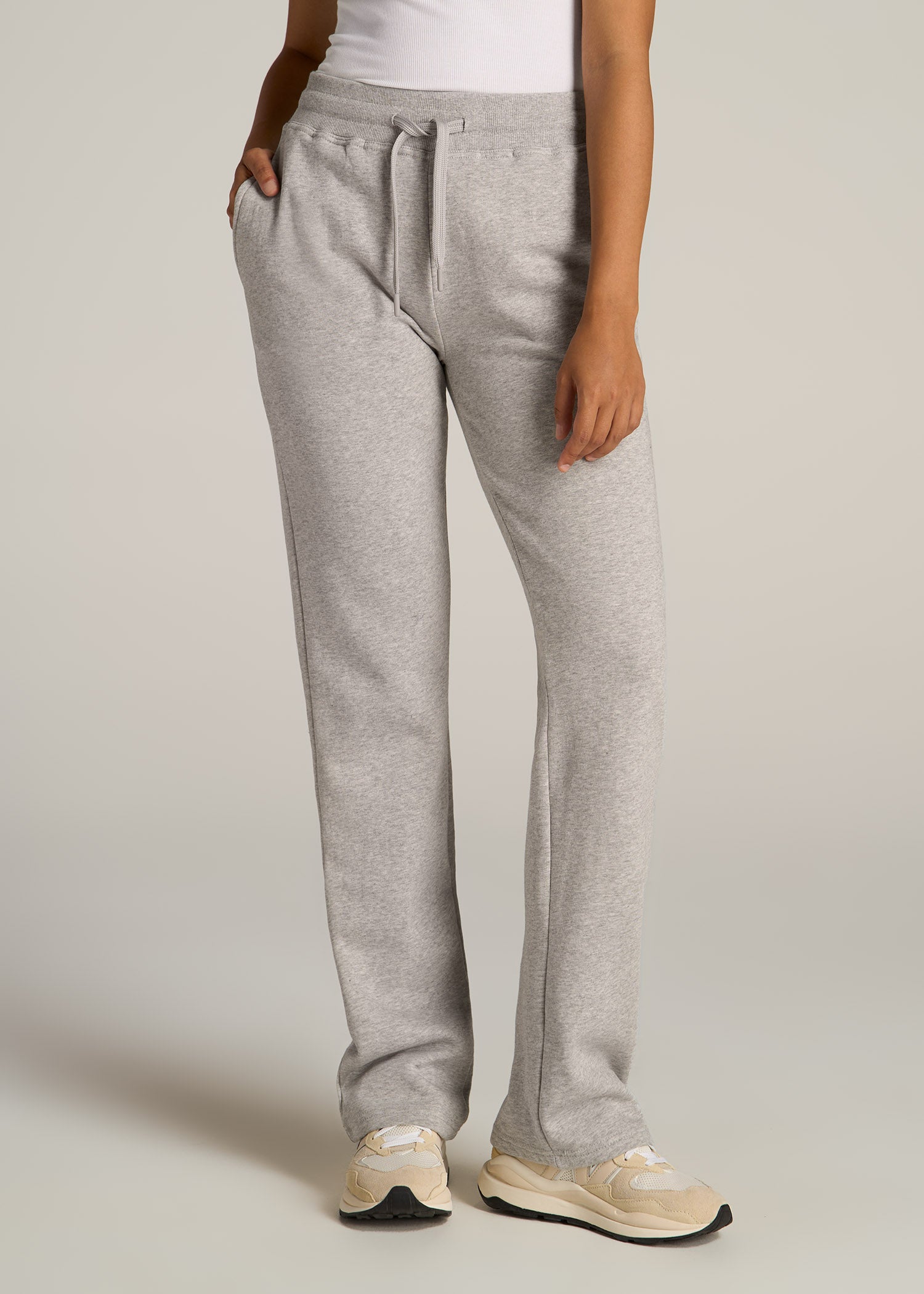 Grey Sweatpants for Tall Women: Fleece Open Bottom Pants