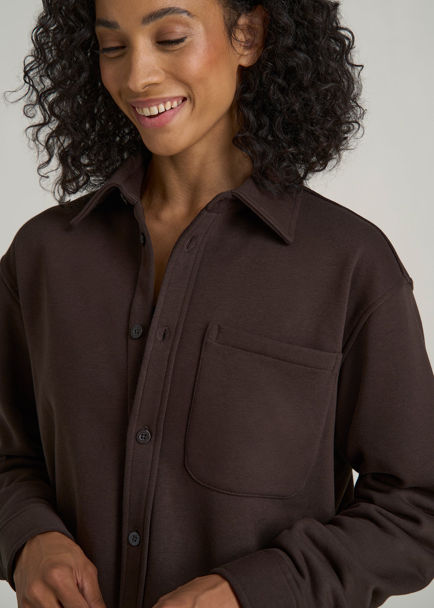 Wearever 2.0 Fleece Shacket for Tall Women in Espresso