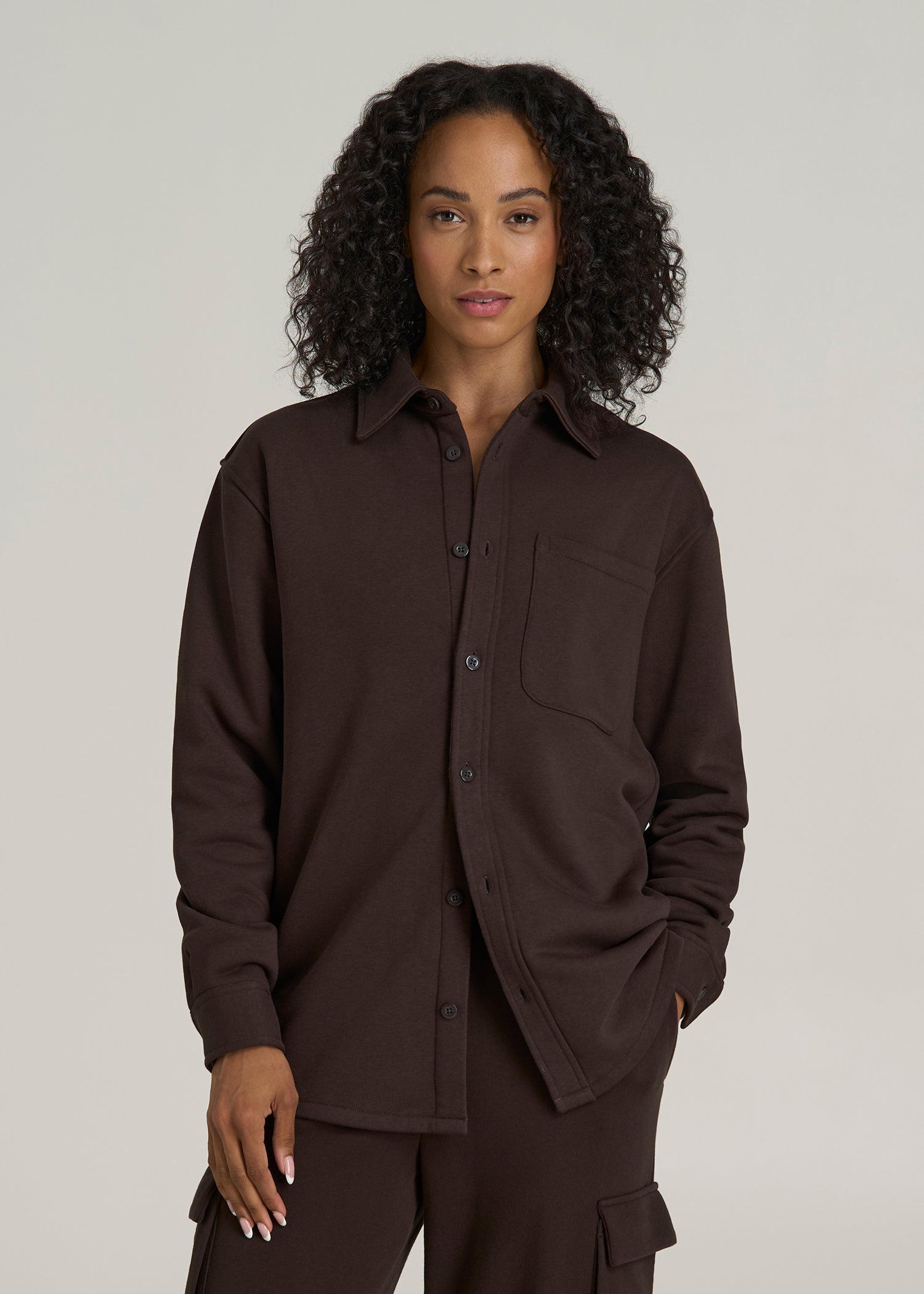 Wearever 2.0 Fleece Shacket for Tall Women in Espresso