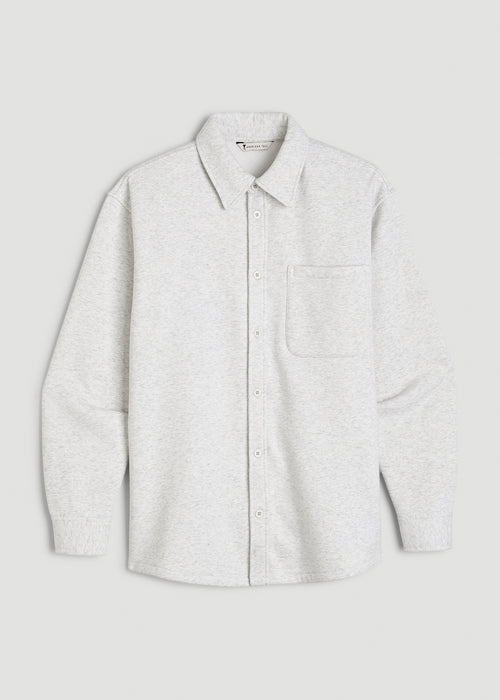 Wearever 2.0 Fleece Shacket for Tall Women in Heather Cloud White